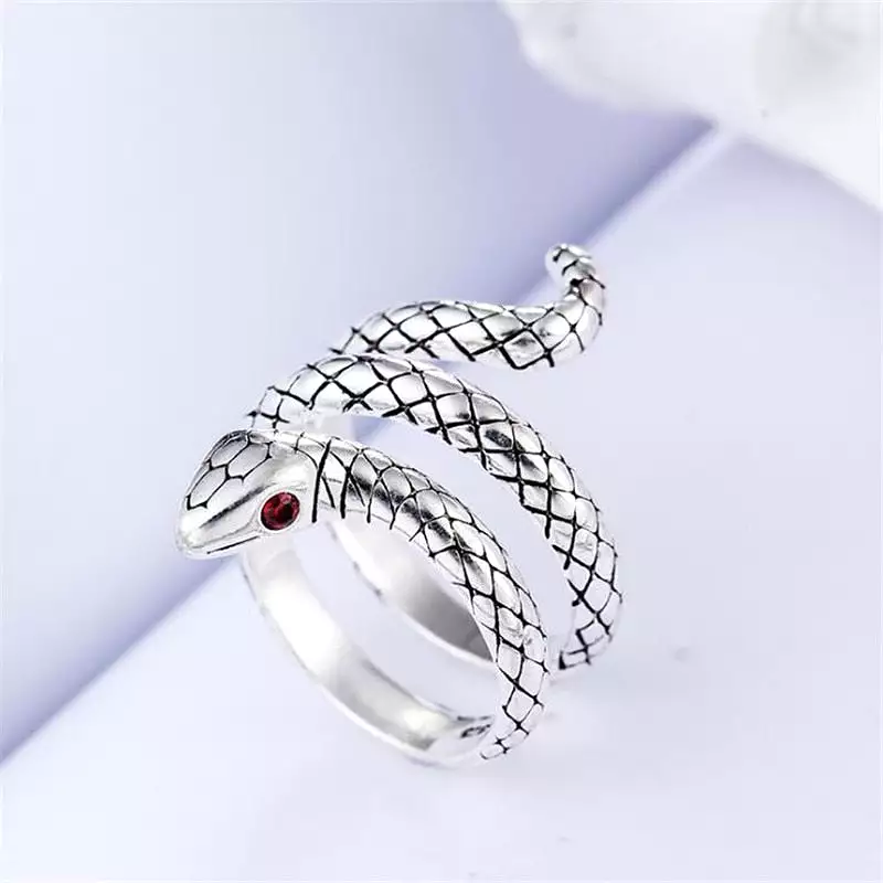 925 Sterling Silver Red Eyes Snake Rings For Chef