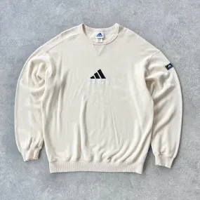 Adidas 1990s heavyweight embroidered ribbed sweatshirt (L)