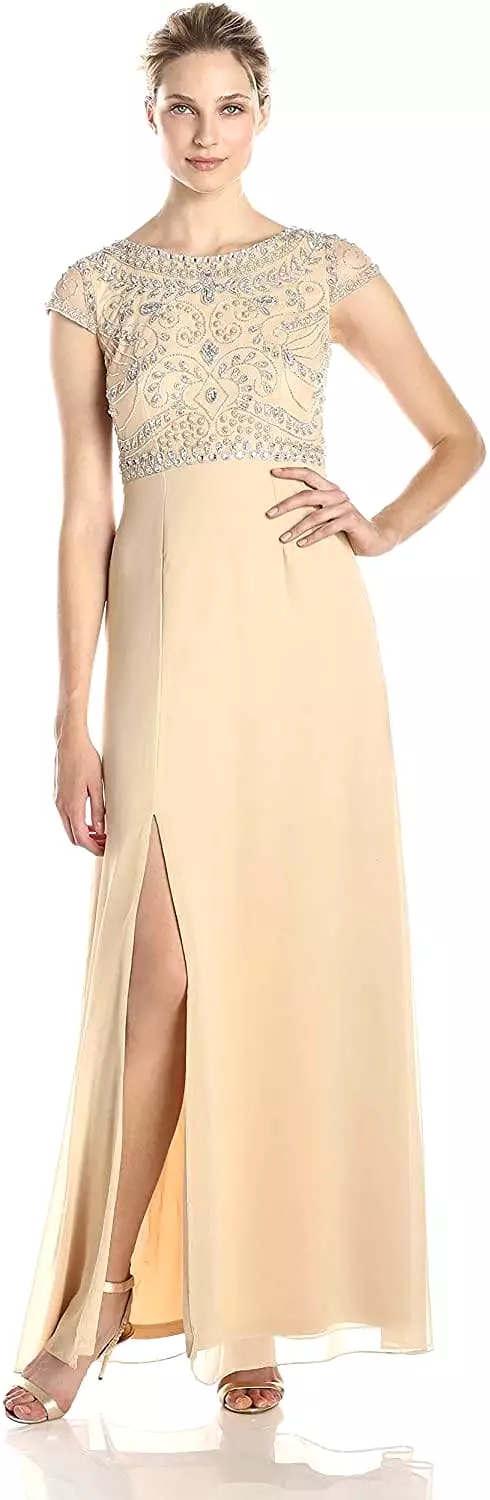 Adrianna Papell - 191910700 Ornate Cap Sleeve Cutout Dress