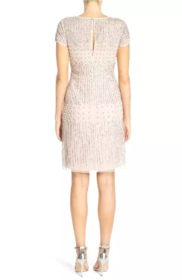 Adrianna Papell - 41926810 Cap Sleeve Rivulet Beaded Sheath Dress