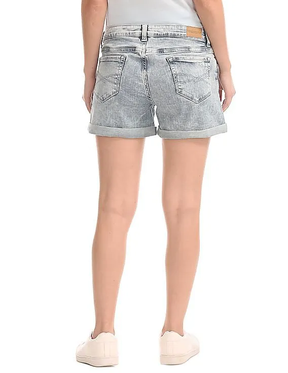 Aeropostale Upturned Hem Ripped Denim Shorts