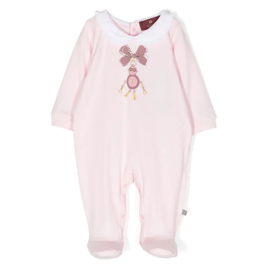 Aigner Romper Bow Logo Pink