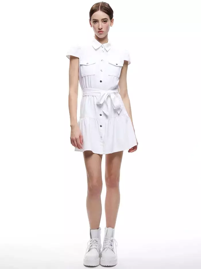 Alice + Olivia - Miranda Mini Denim Dress - White