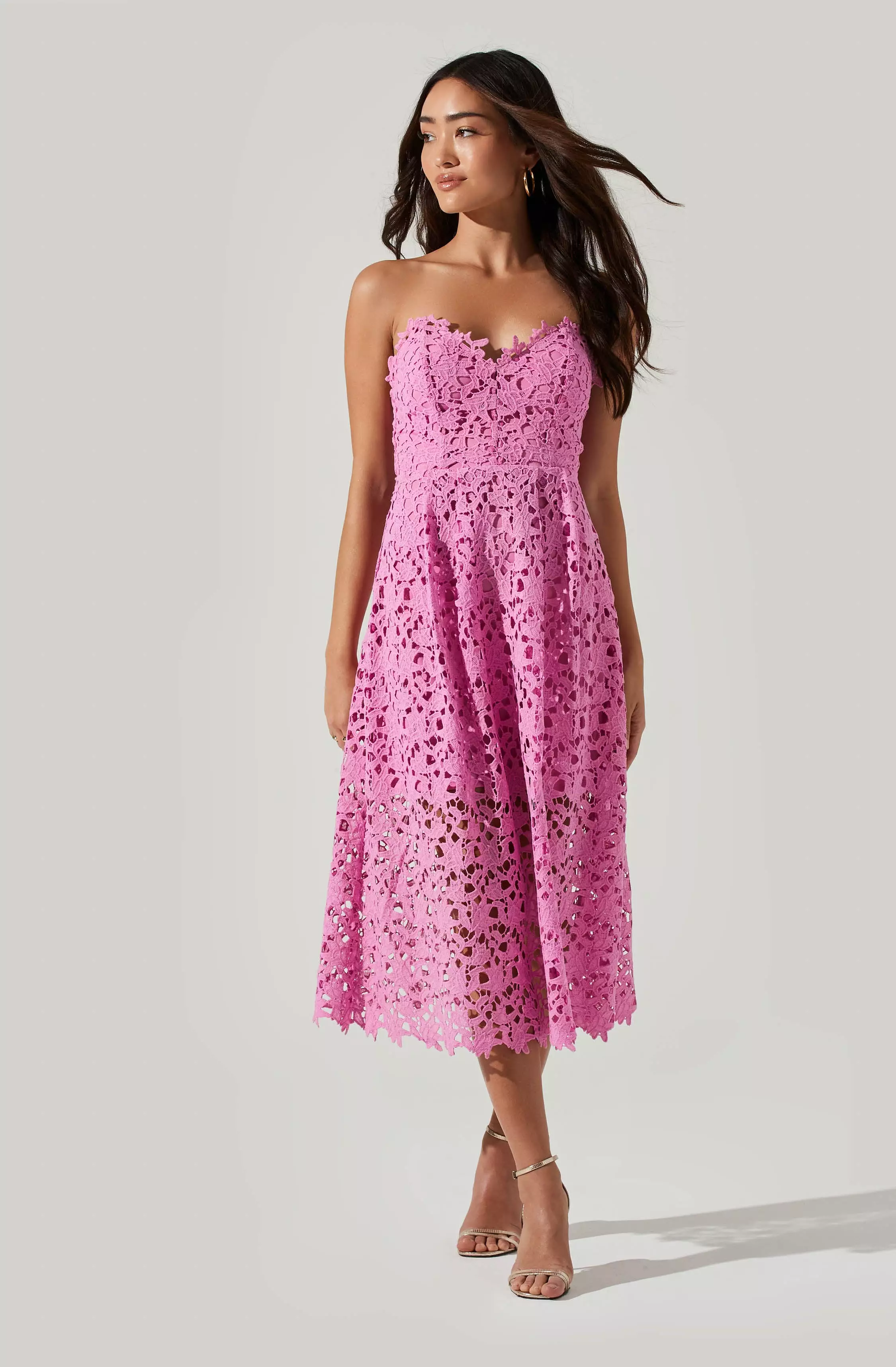 Anaya Strapless Lace Midi Dress