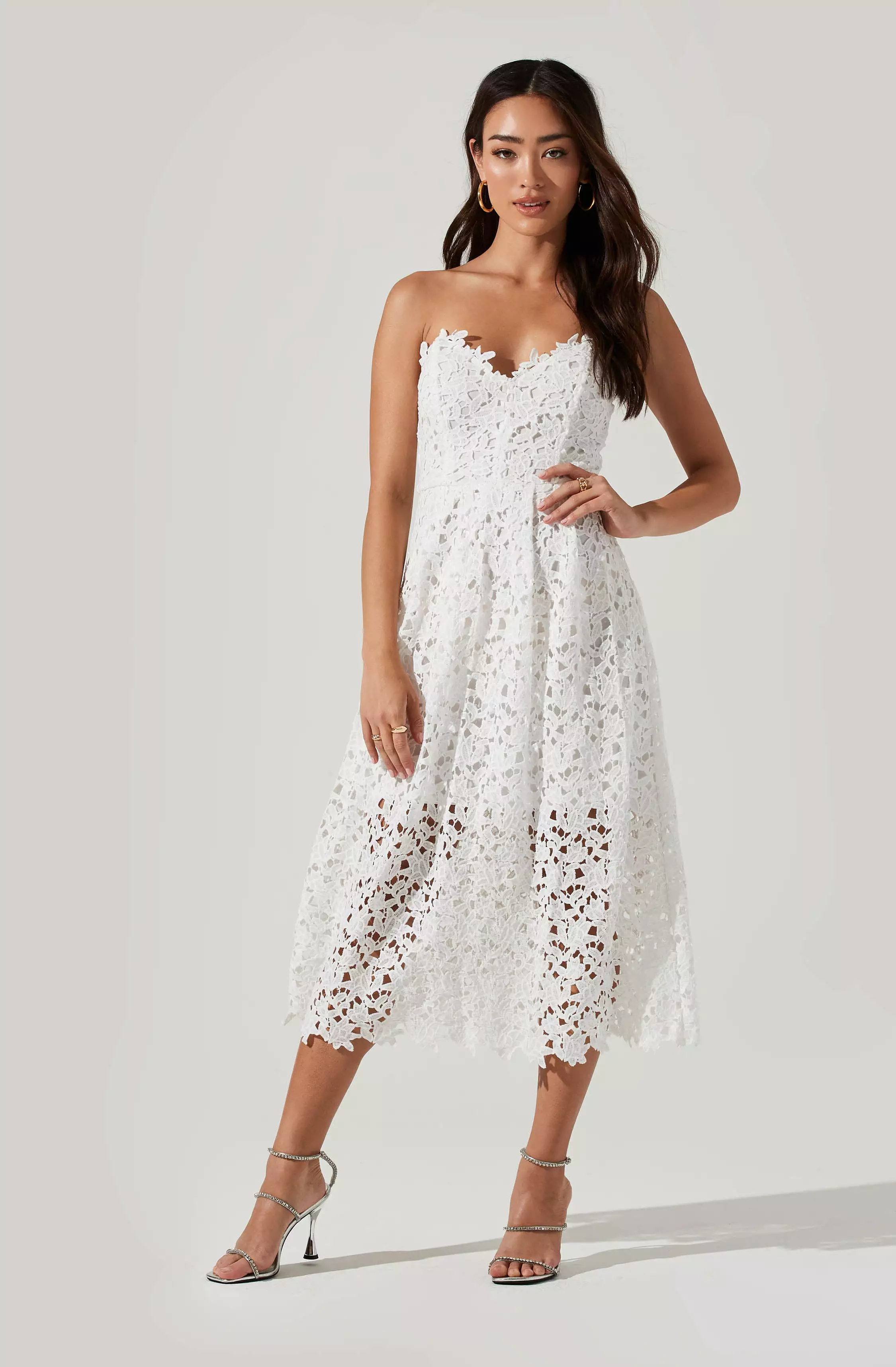 Anaya Strapless Lace Midi Dress