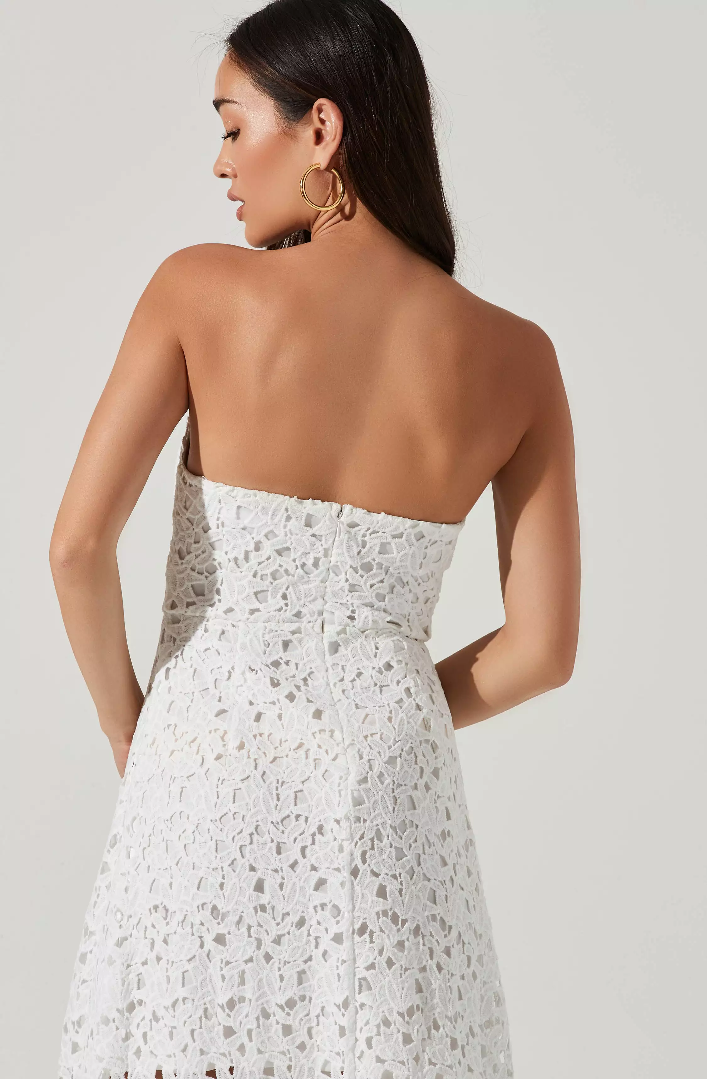 Anaya Strapless Lace Midi Dress