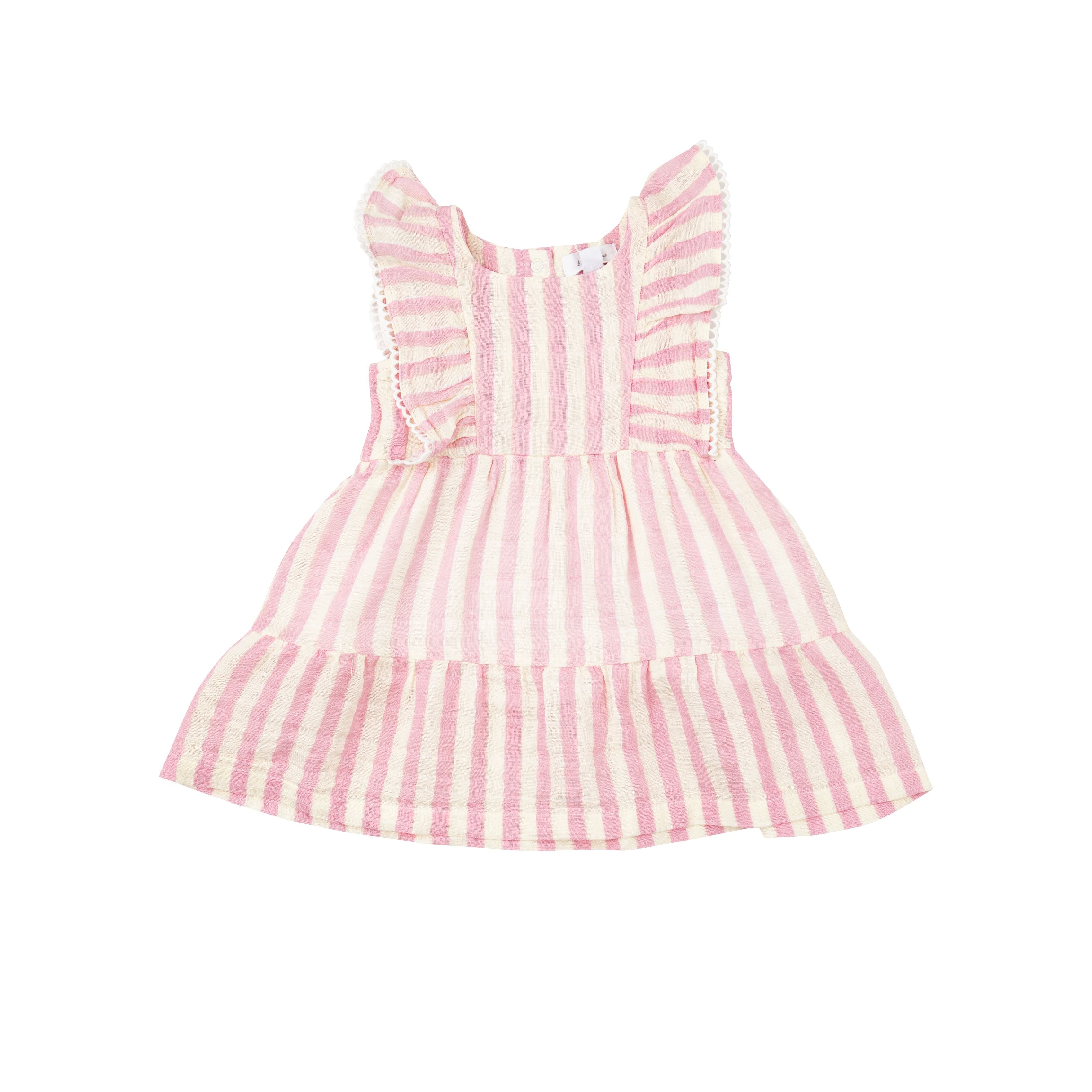 Angel Dear - Pink Stripe Picot Trim Edged Dress