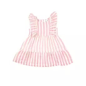 Angel Dear - Pink Stripe Picot Trim Edged Dress