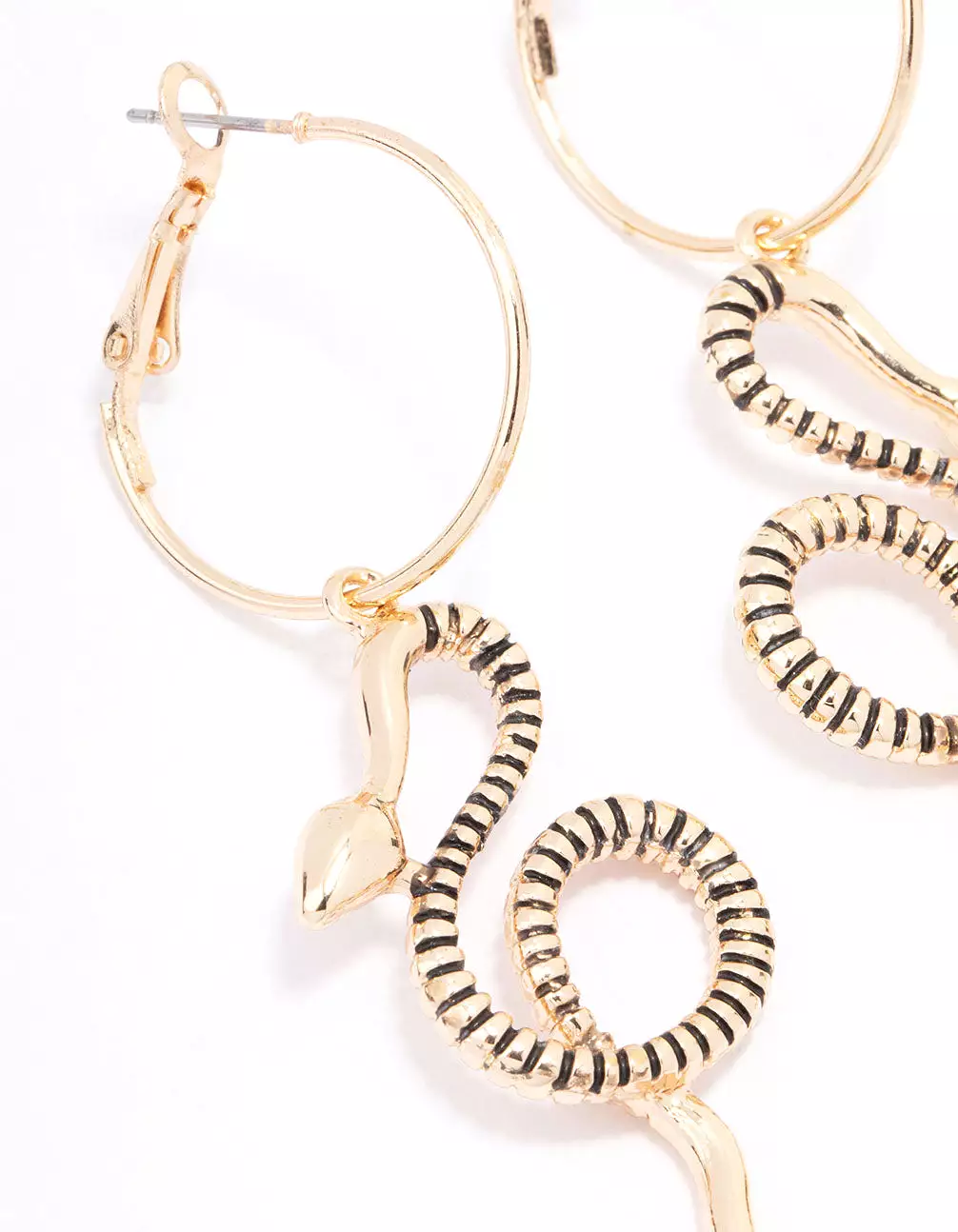 Antique Gold Swirling Snake Drop Earrings