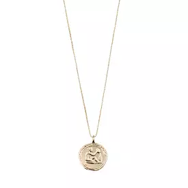 Aquarius Zodiac Sign Coin Necklace (Gold Plated)