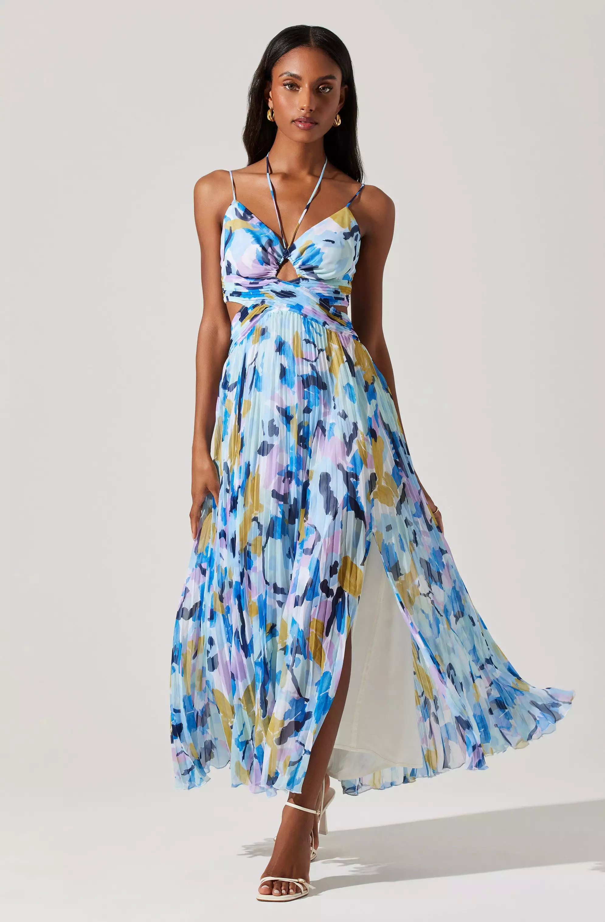 Aquata Floral Pleated Maxi Dress