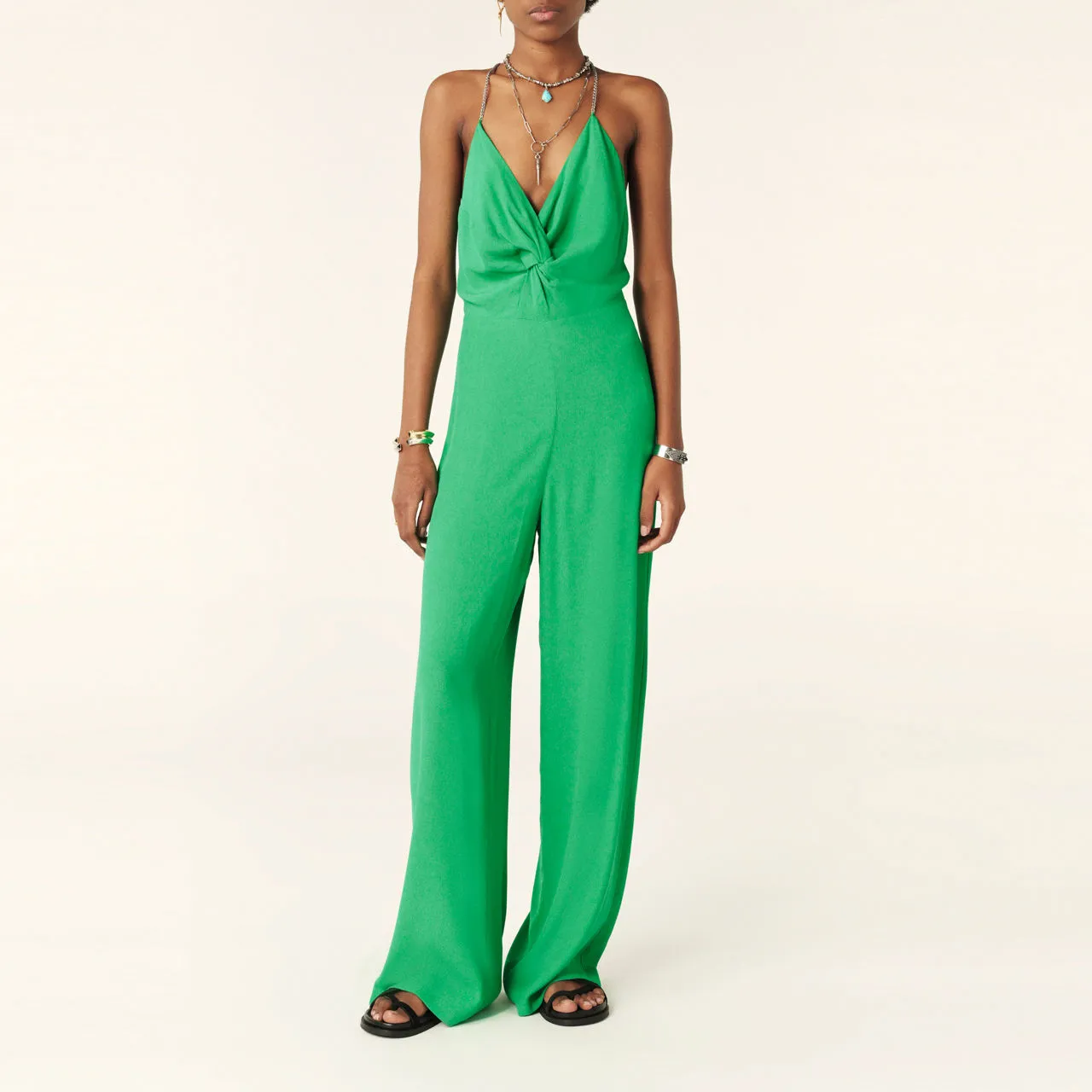 BA&SH Fifia Twist Jumpsuit - Green