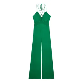 BA&SH Happy Wide-Leg Jumpsuit - Green