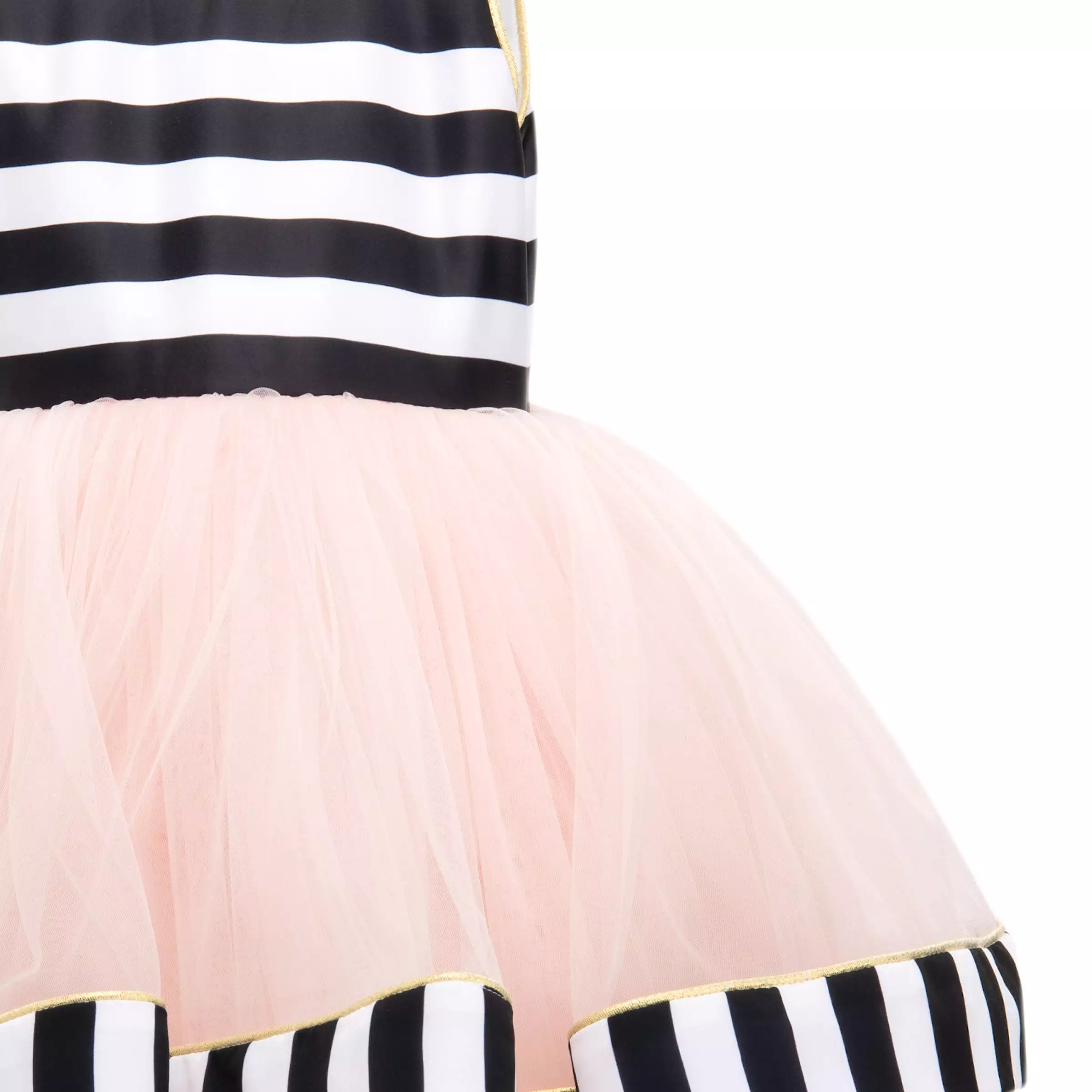 Black & White Striped Sleeveless Tulle Dress