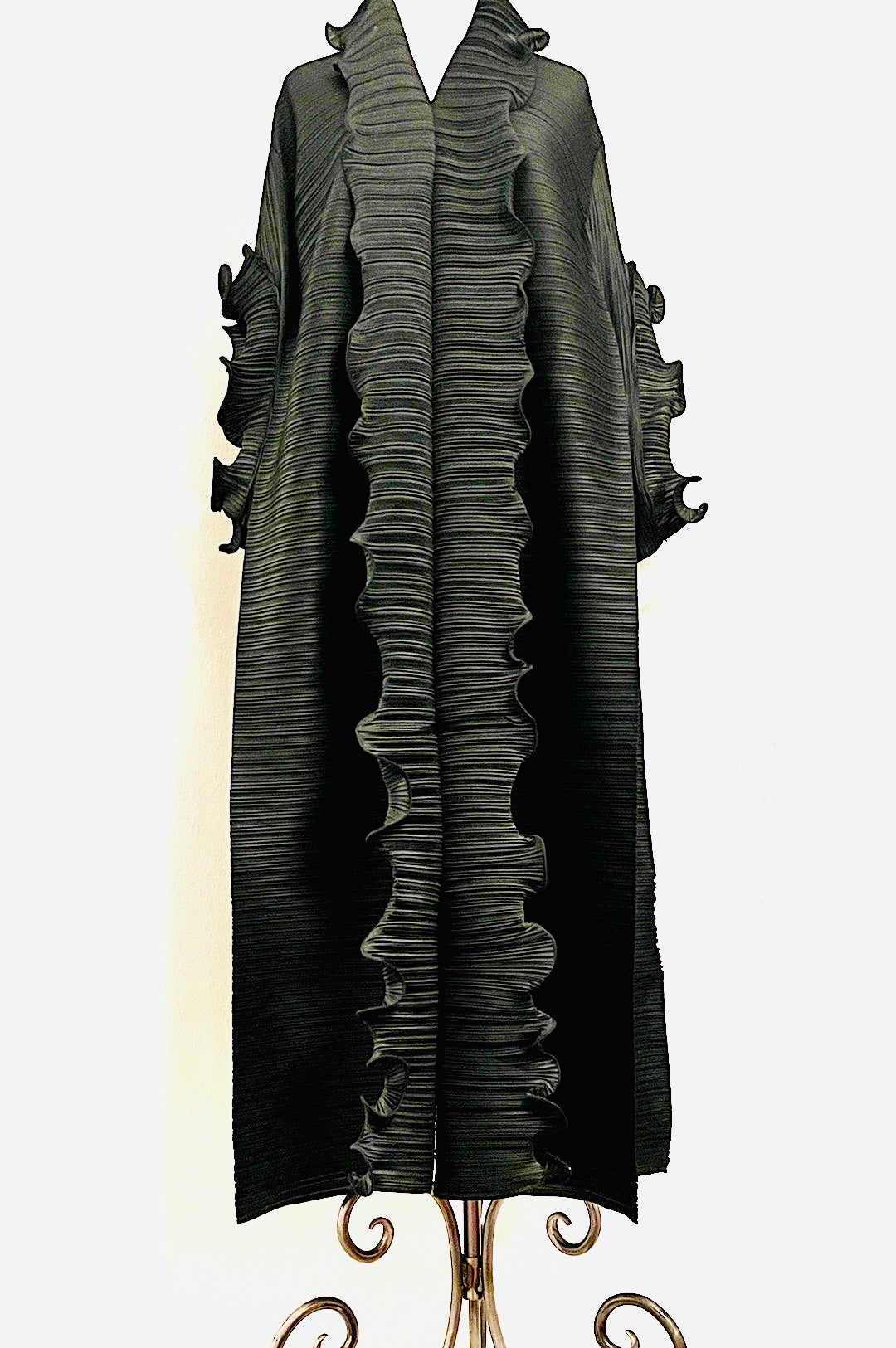 Black Front Ruffle Long Dress