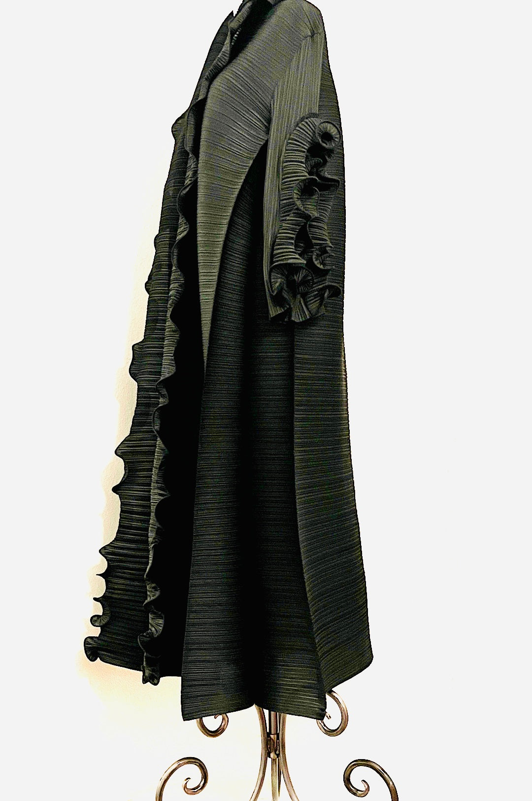 Black Front Ruffle Long Dress