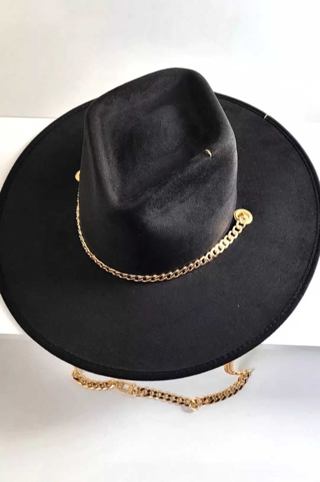 Black Suede Chain Detail Hat