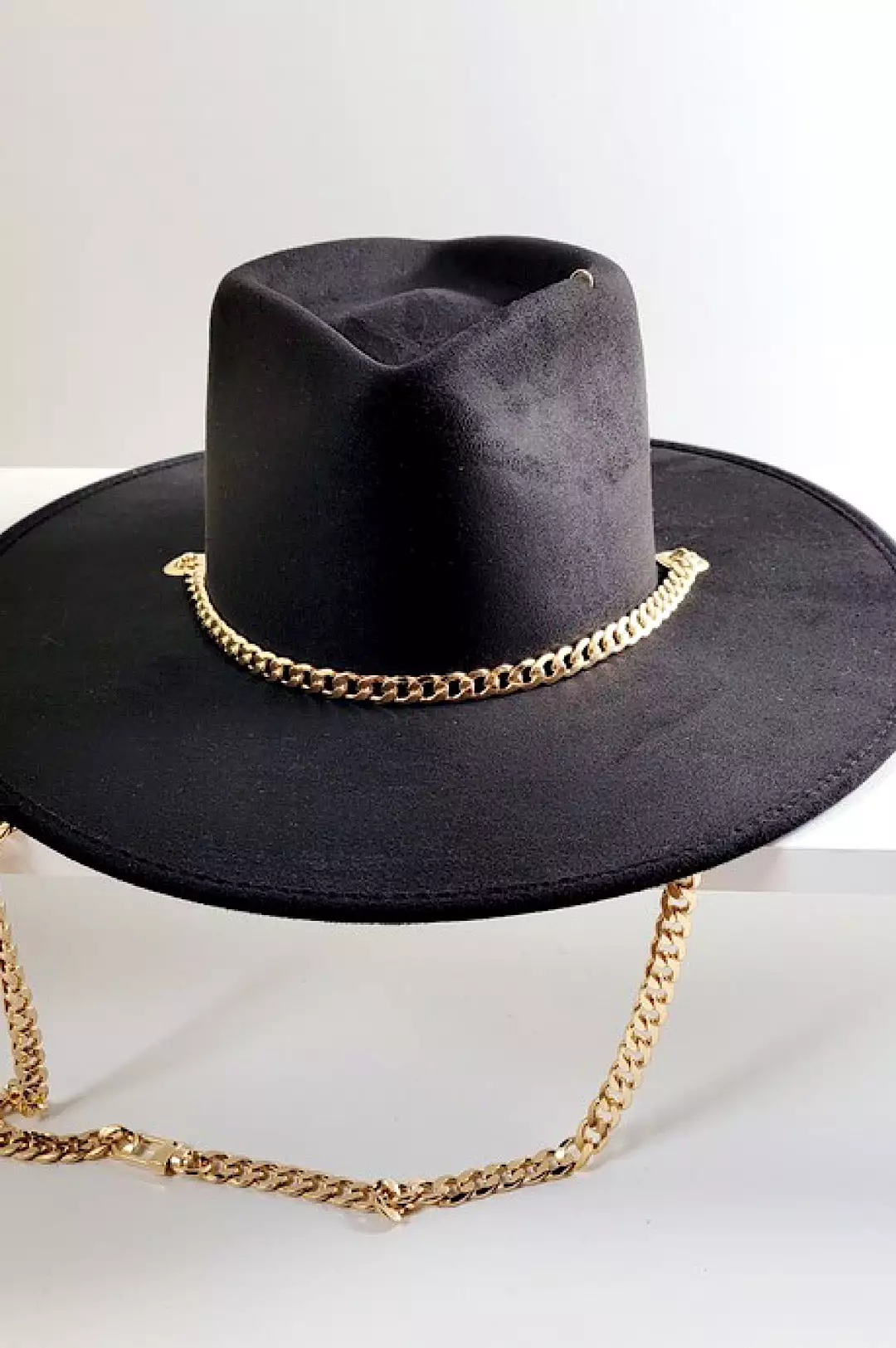 Black Suede Chain Detail Hat