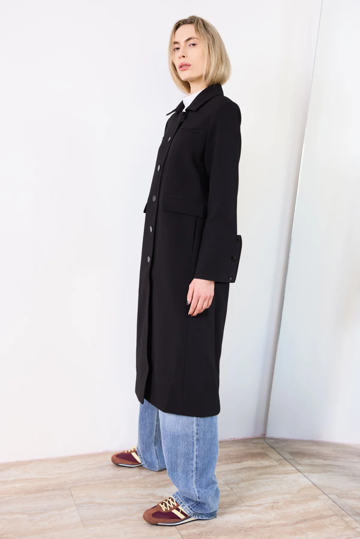 Bonded Crepe Coat - Black