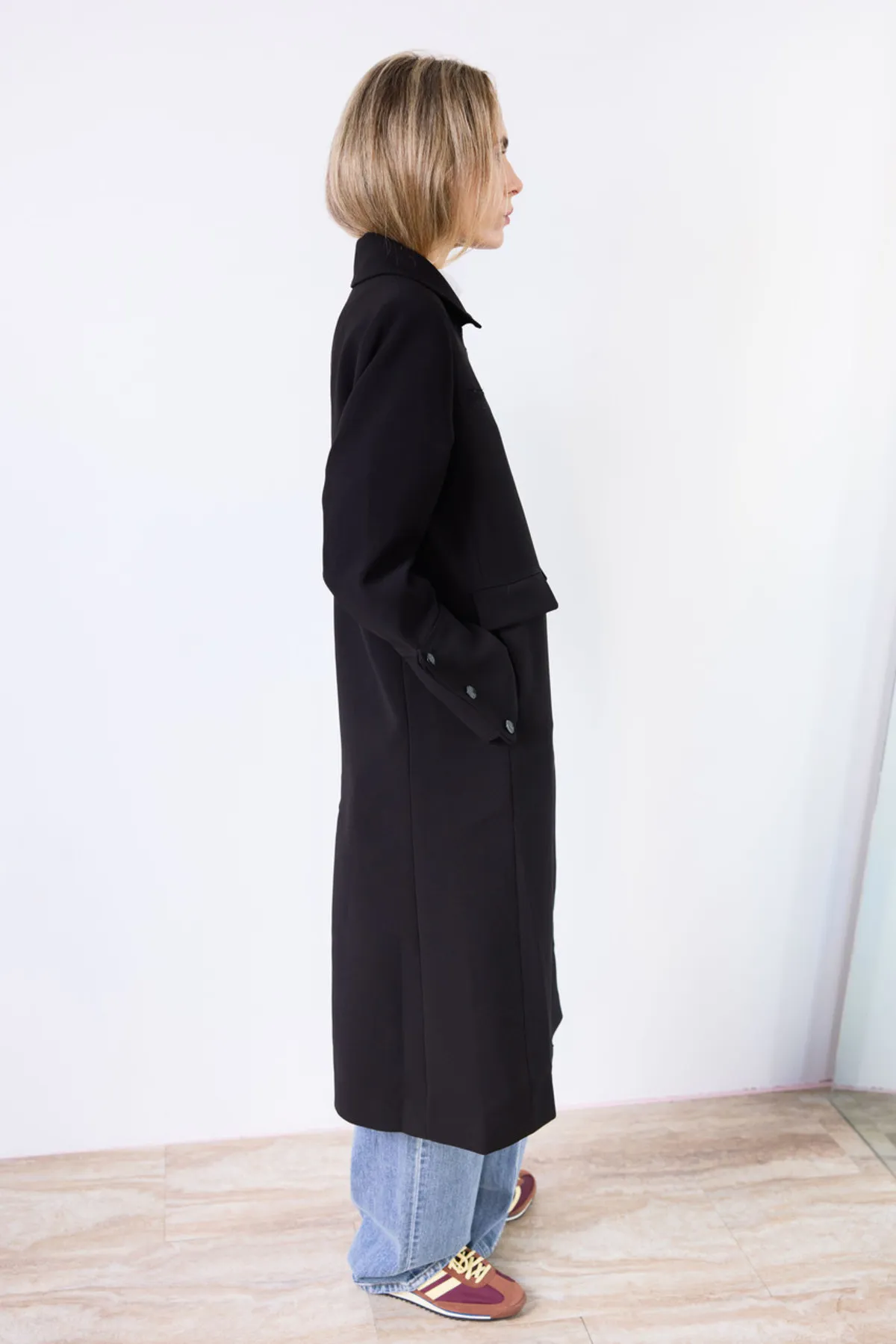 Bonded Crepe Coat - Black