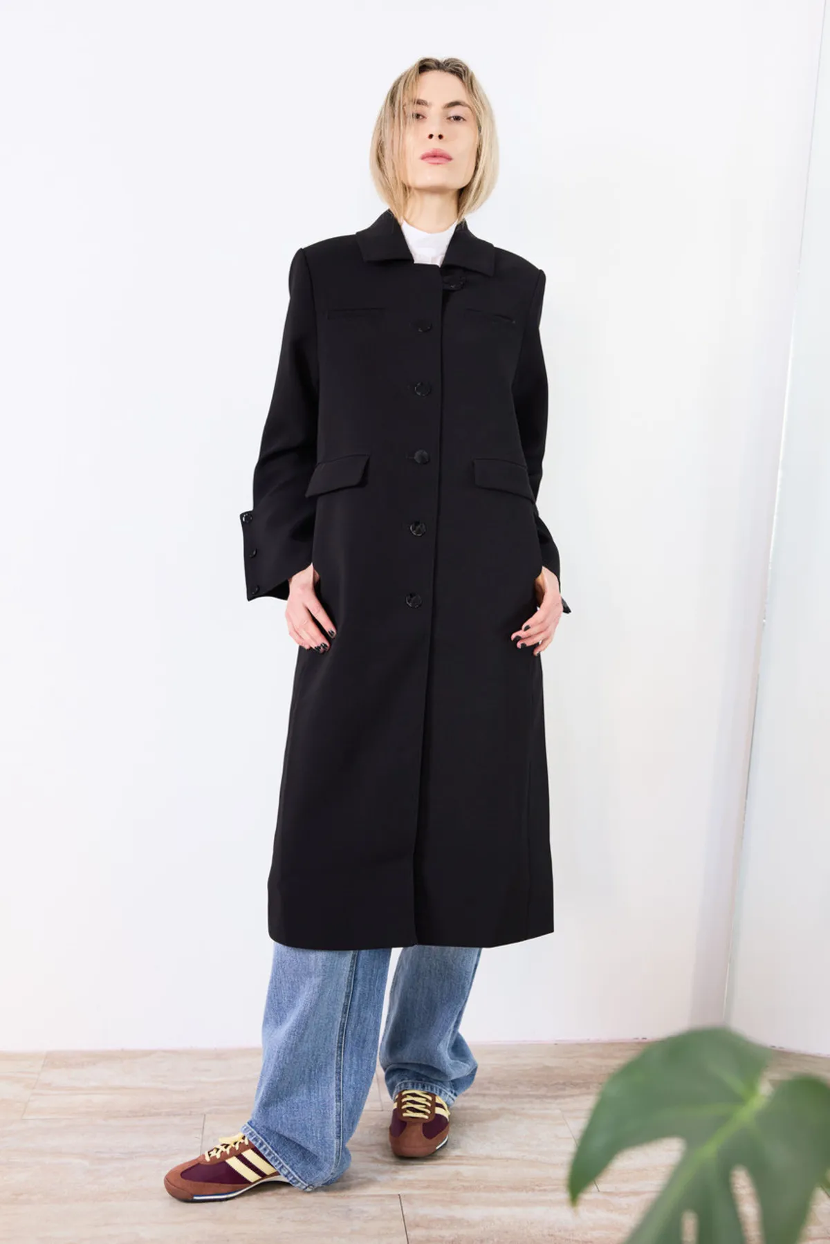 Bonded Crepe Coat - Black