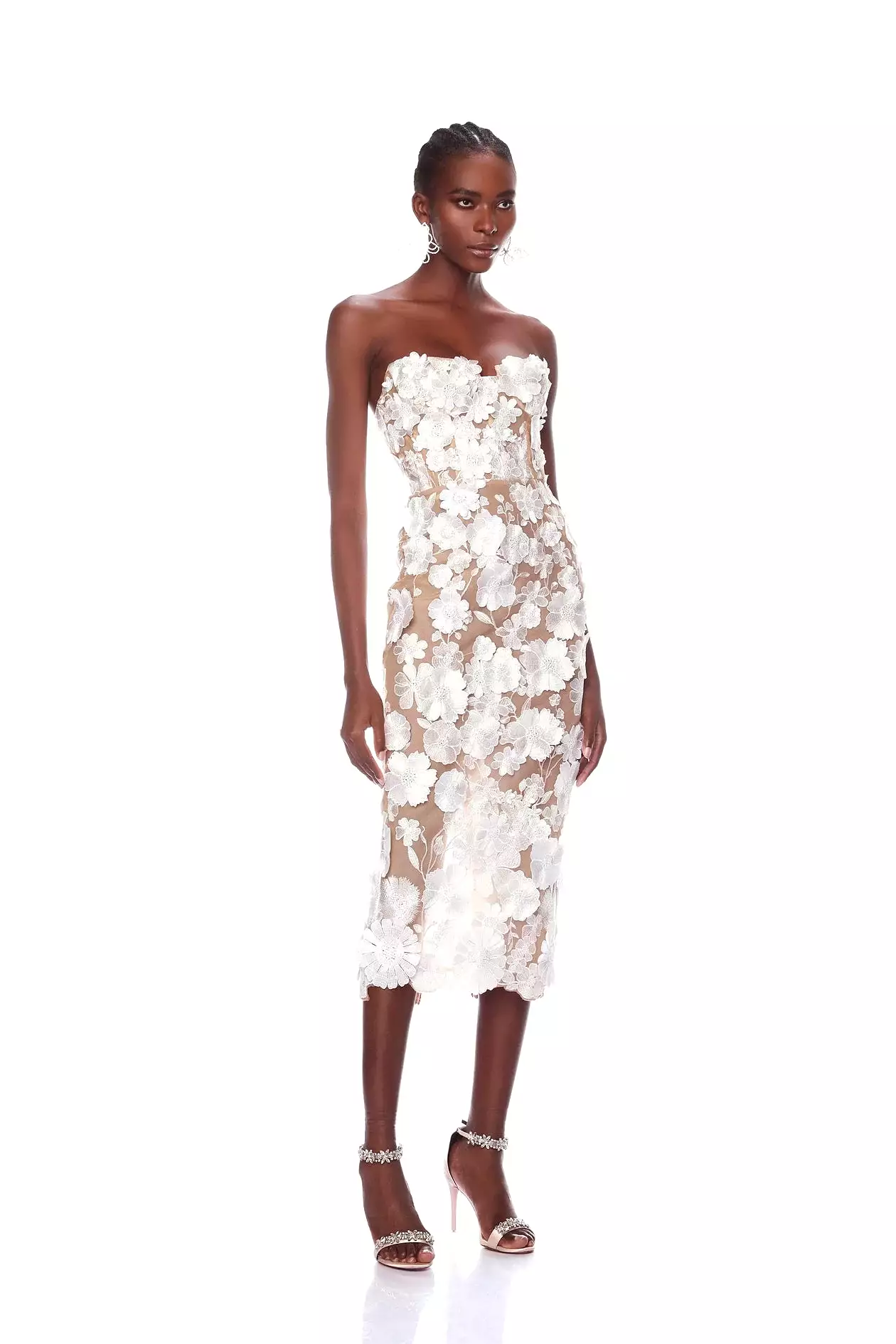 Bronx and Banco - Jasmine Midi Dress - White Floral