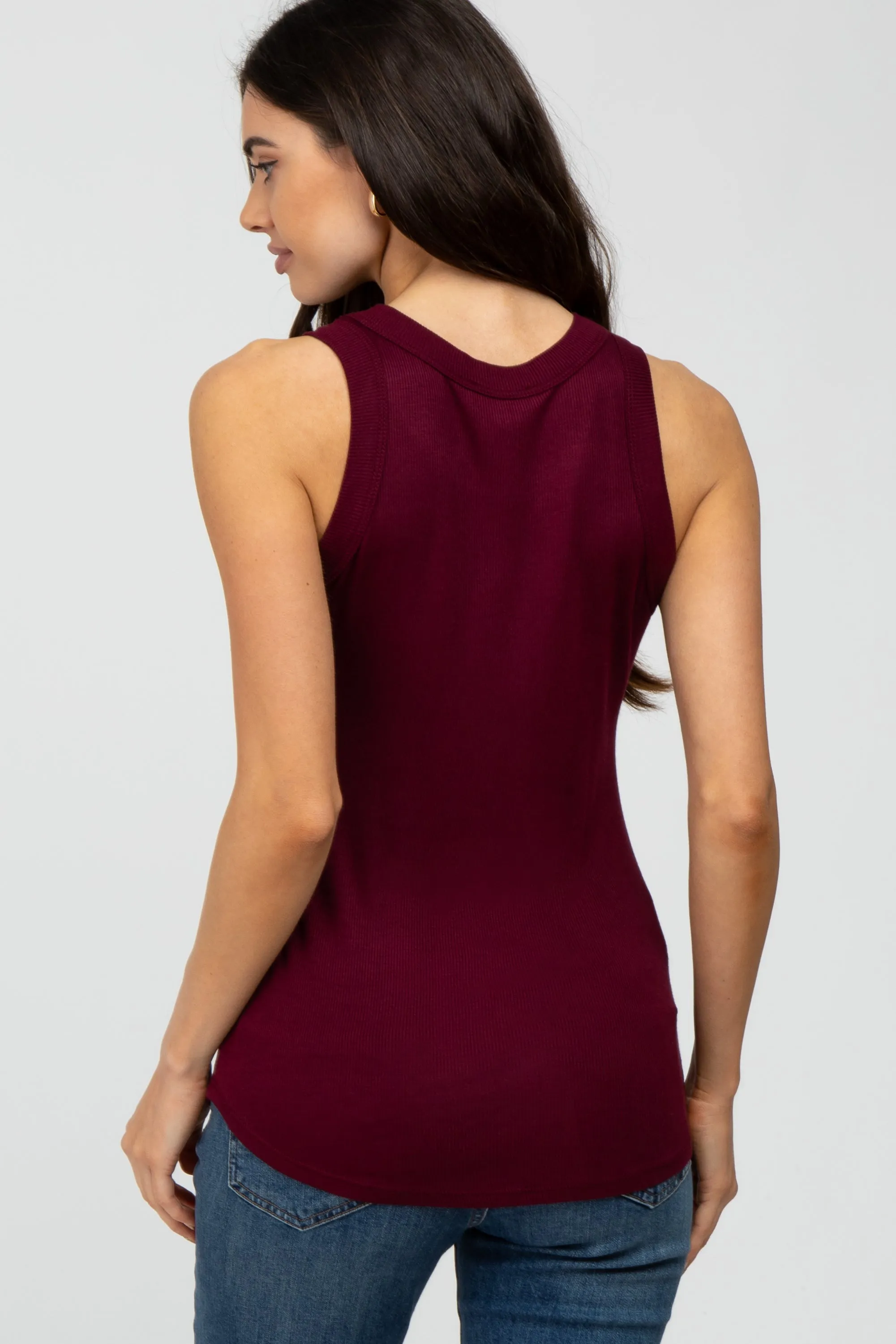 Burgundy Ribbed Sleeveless Top