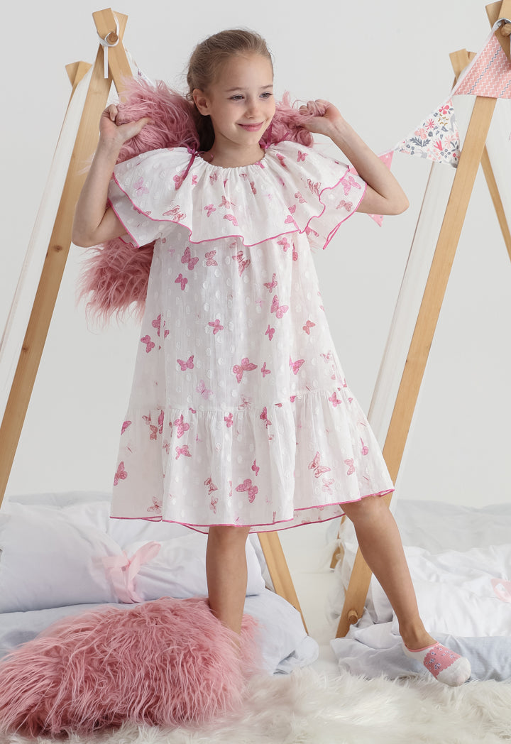 Butterflies Tiered Hemline Night Sleepwear Dress