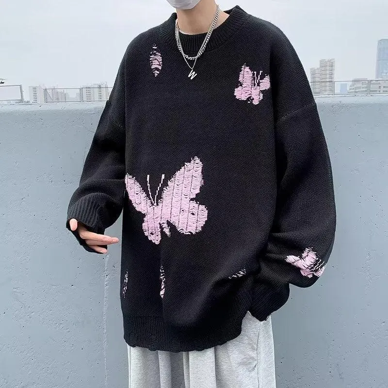 Butterfly Distressed Knitted Sweater