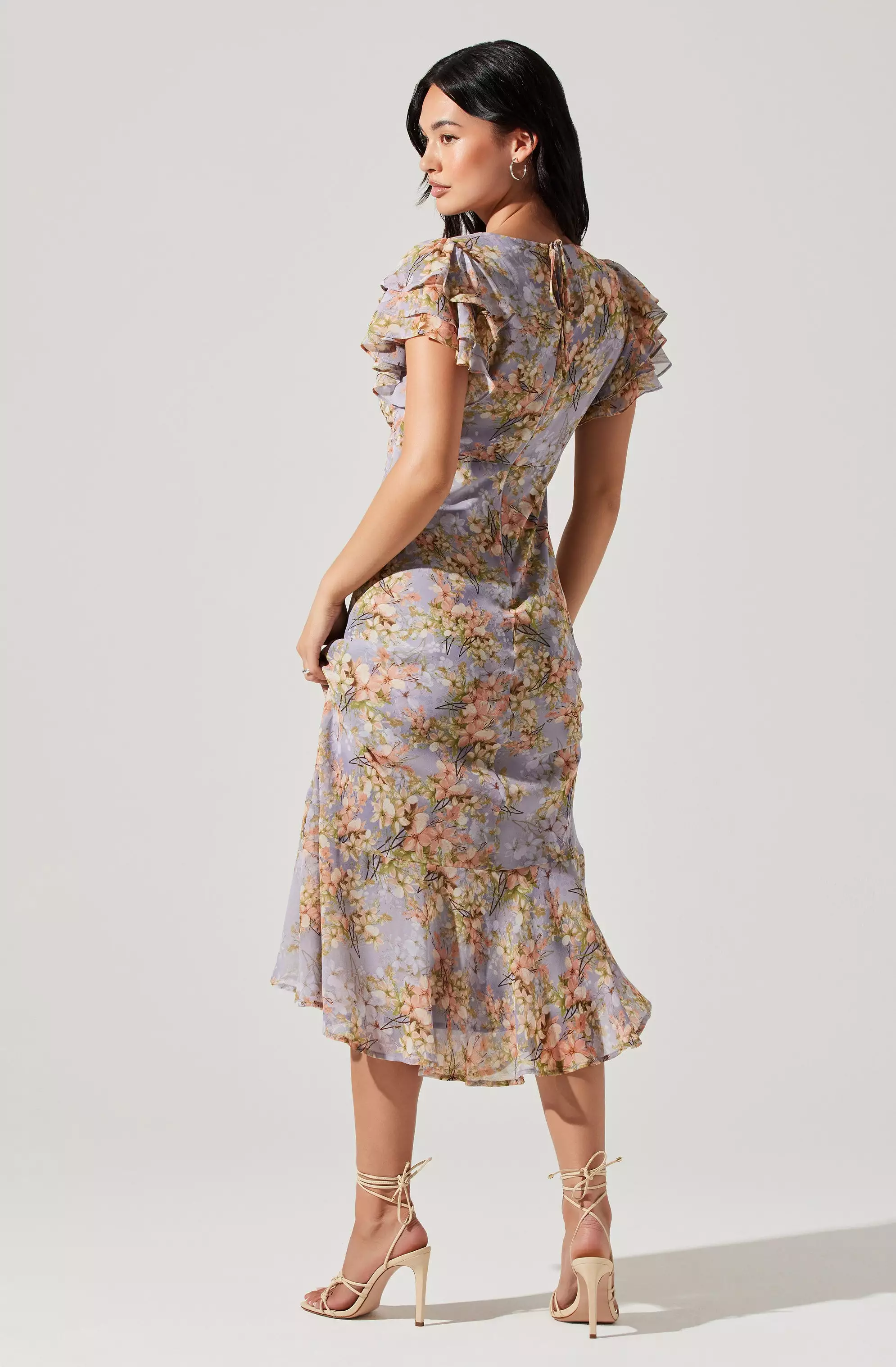 Celestine Floral Flutter Sleeve Midi Dress