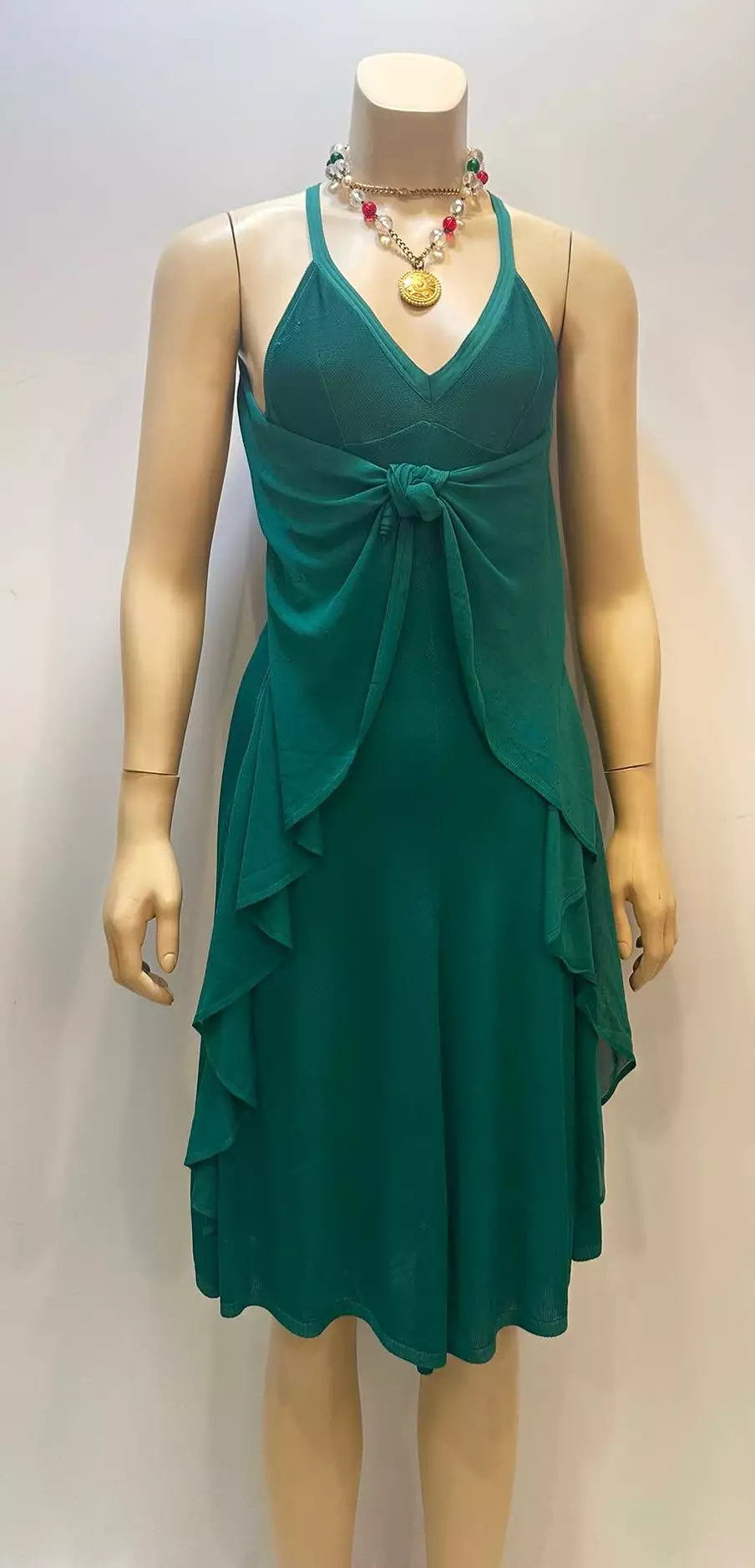 Chanel 09P Emerald Green Knit Draped Dress FR 36 US 4