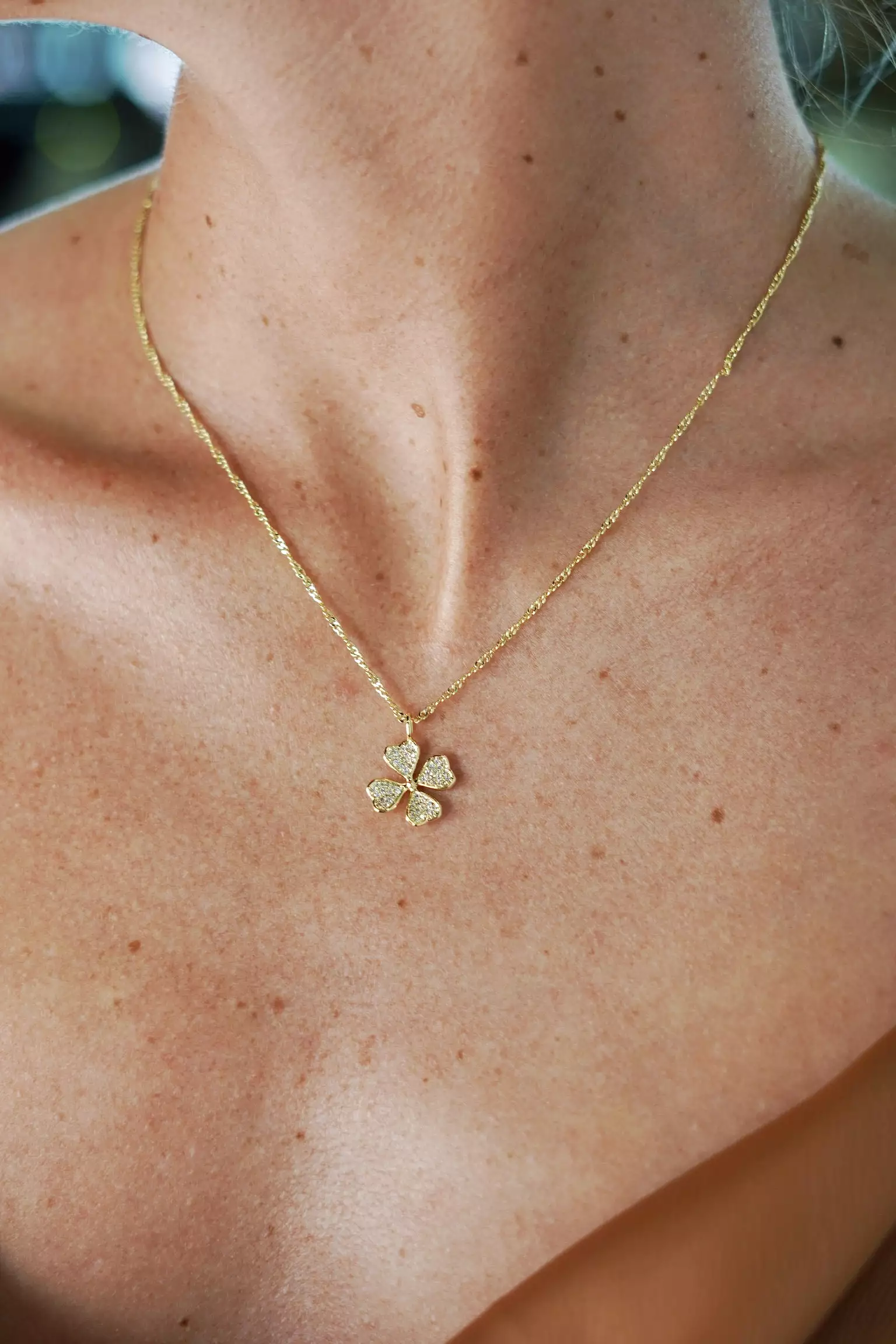 Clover Crystal Pendant Necklace