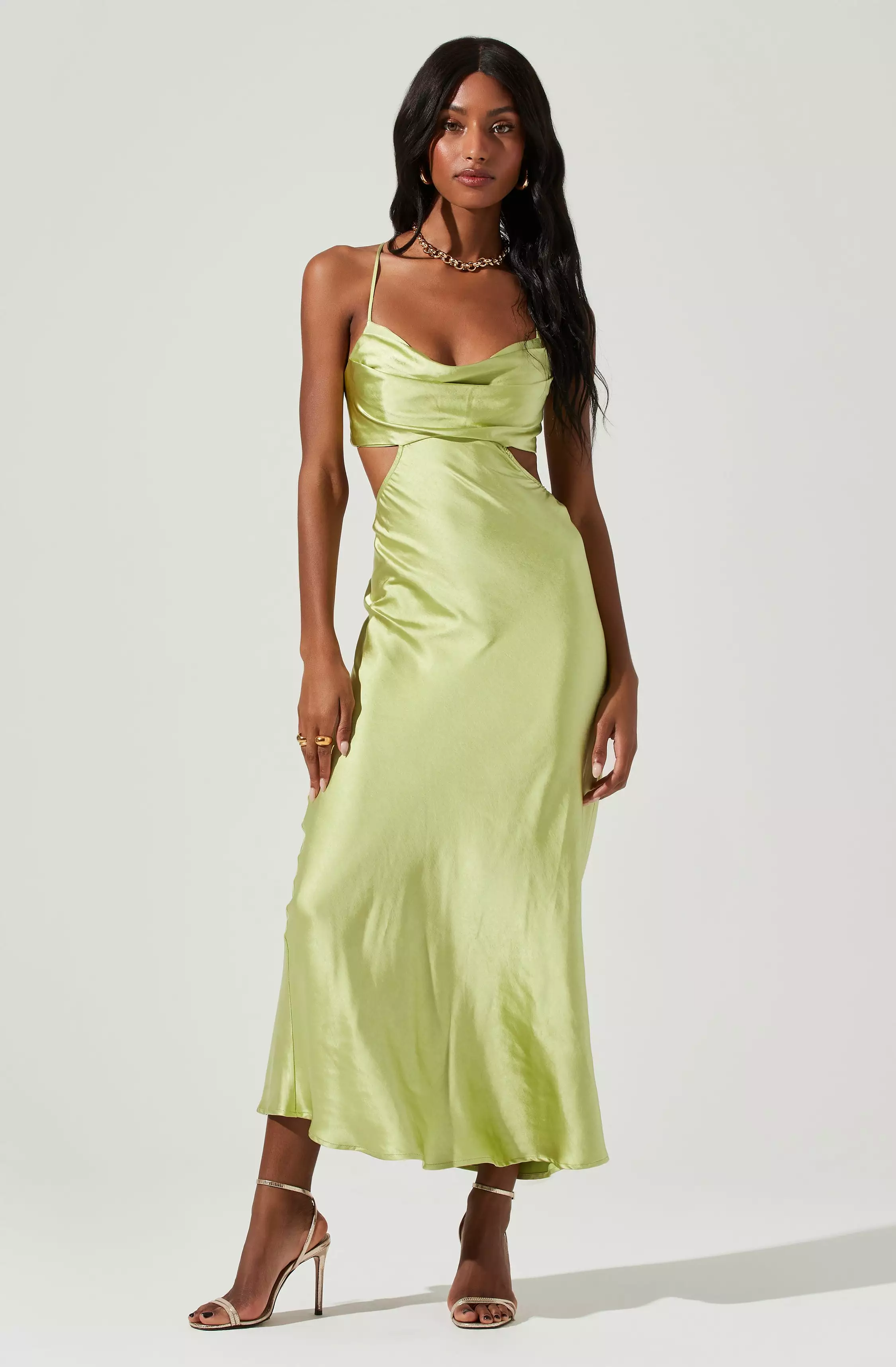 Colette Satin Cutout Midi Dress