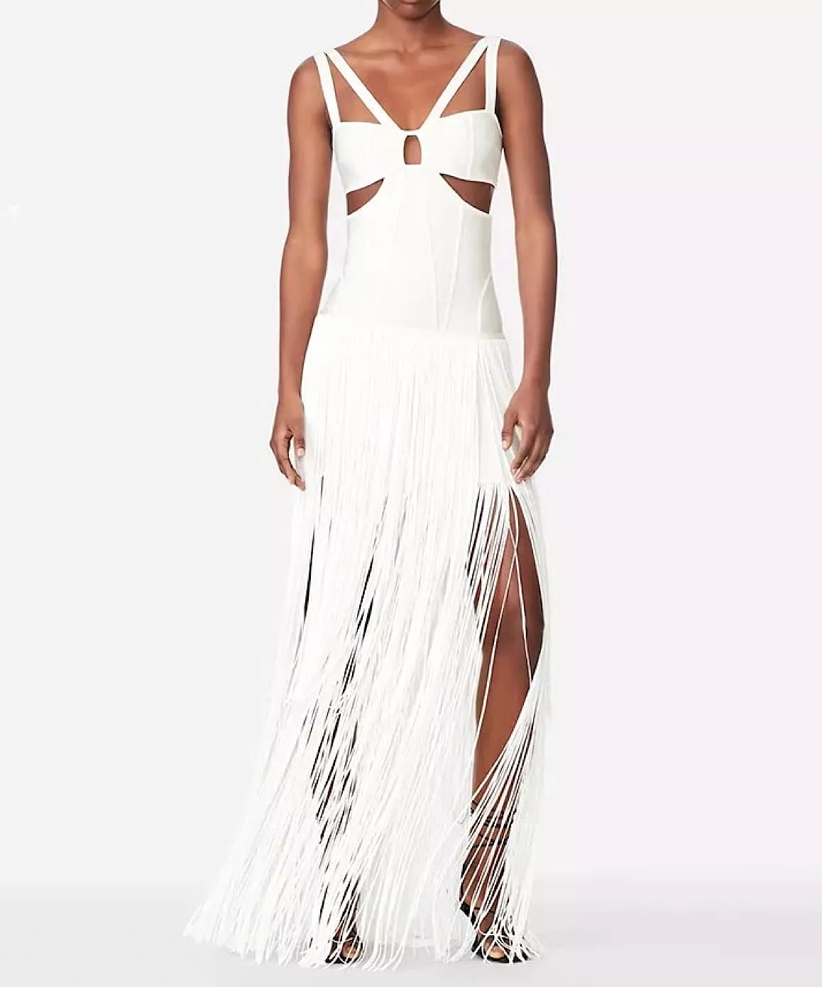 Cutout Bandage Long Dress With Tassels In Auburn