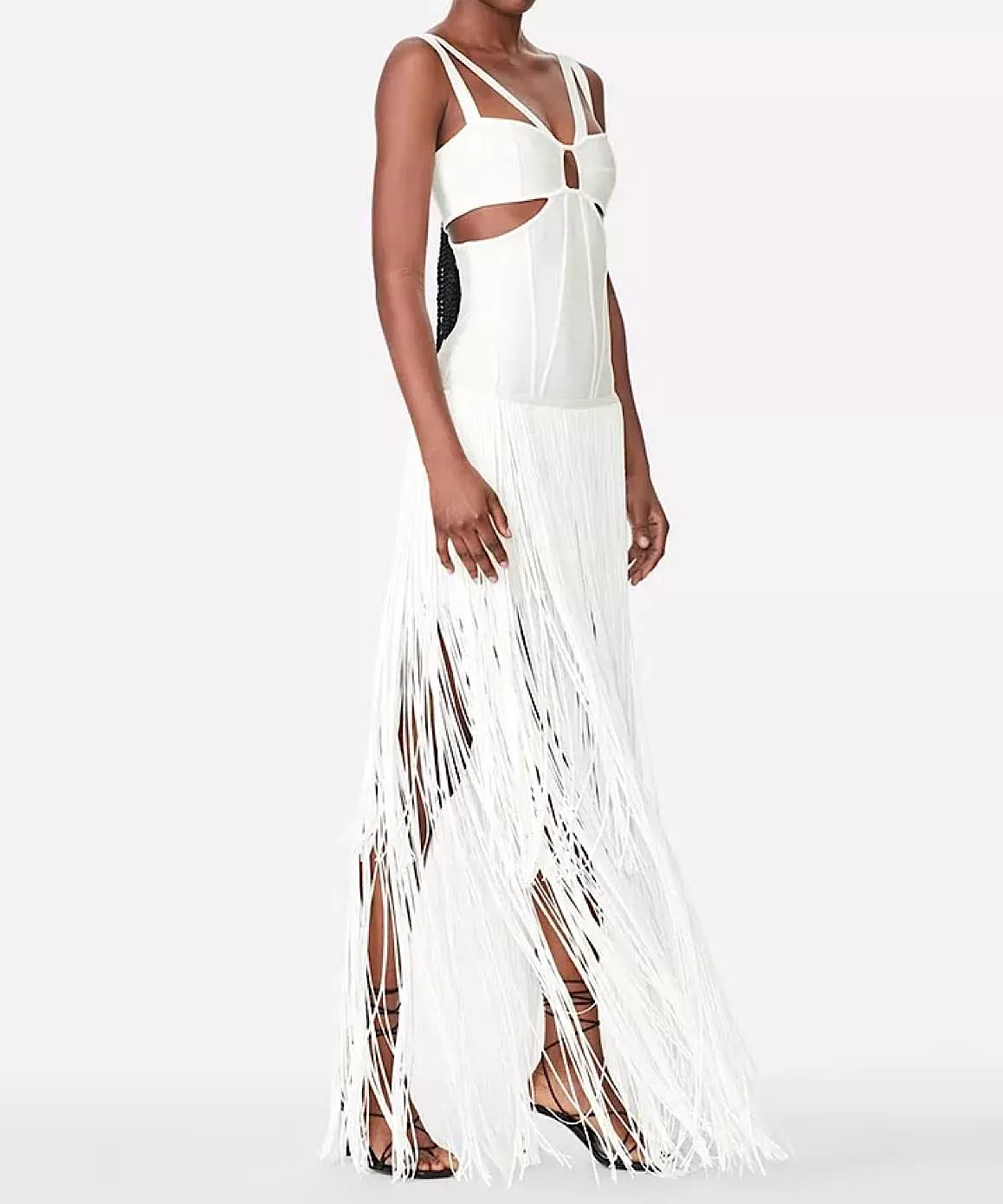 Cutout Bandage Long Dress With Tassels In Auburn