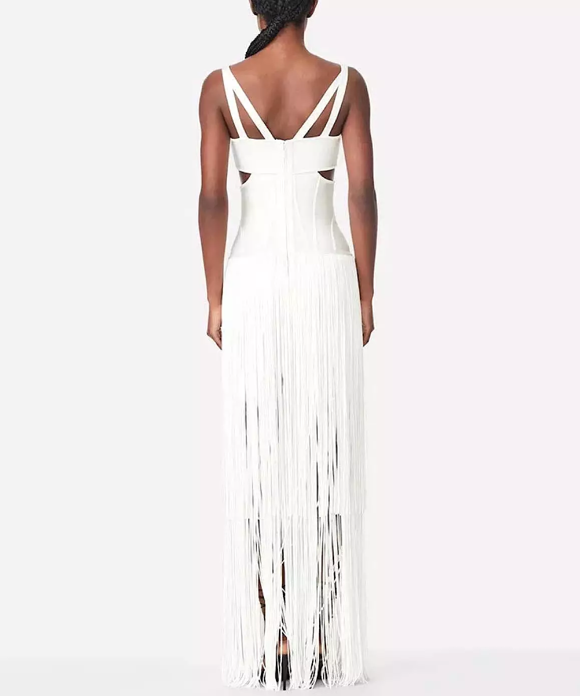 Cutout Bandage Long Dress With Tassels In White