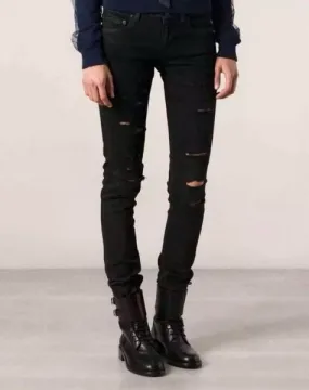 Destroyed Slim Jeans for Men with Ripped Holes