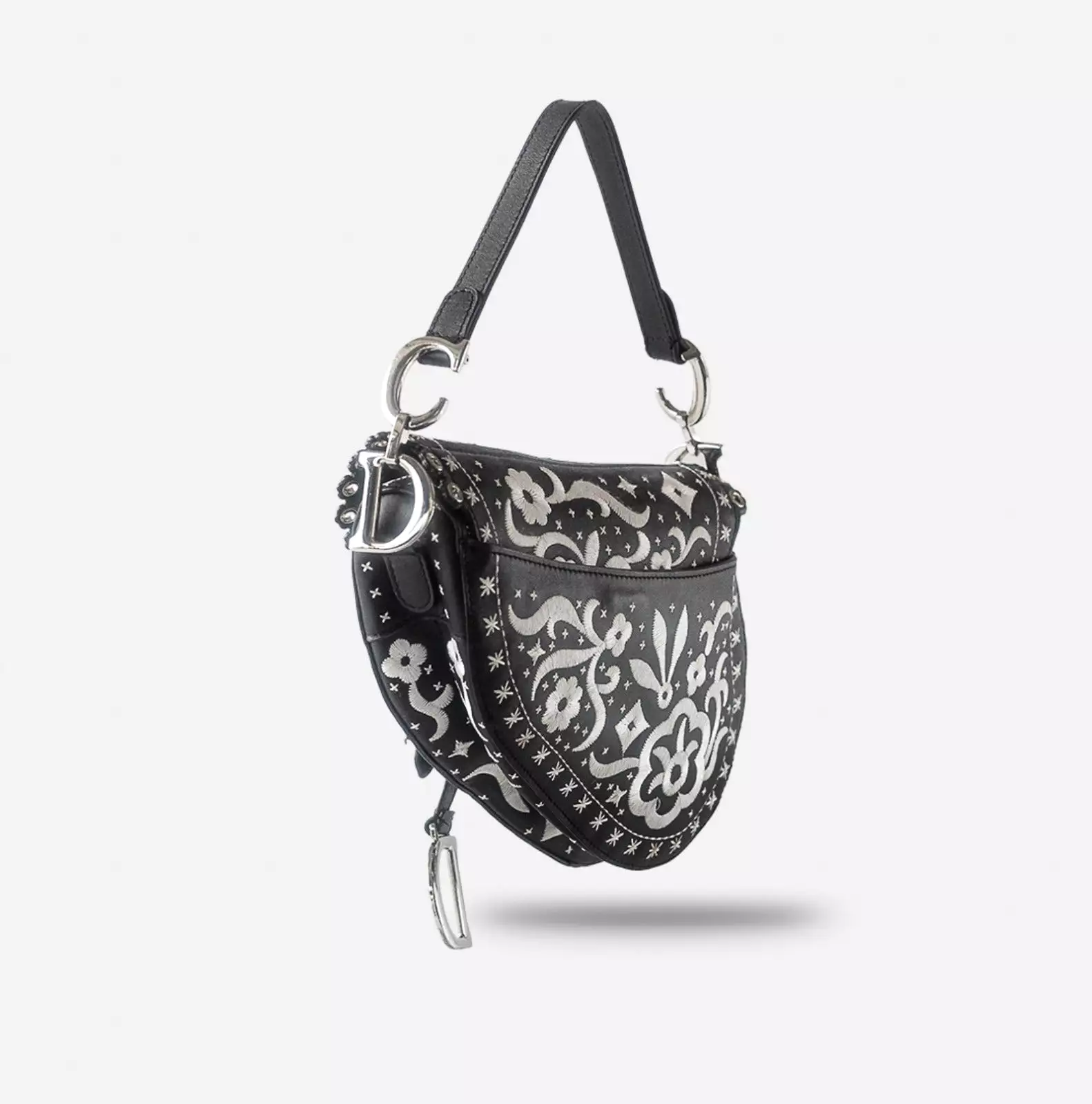 DIOR - SADDLE BAG EMBROIDERED BLACK & WHITE