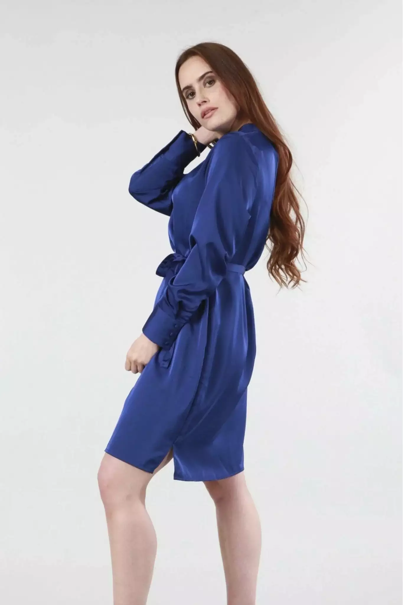 Double Second Royal Blue Belted Shift Dress