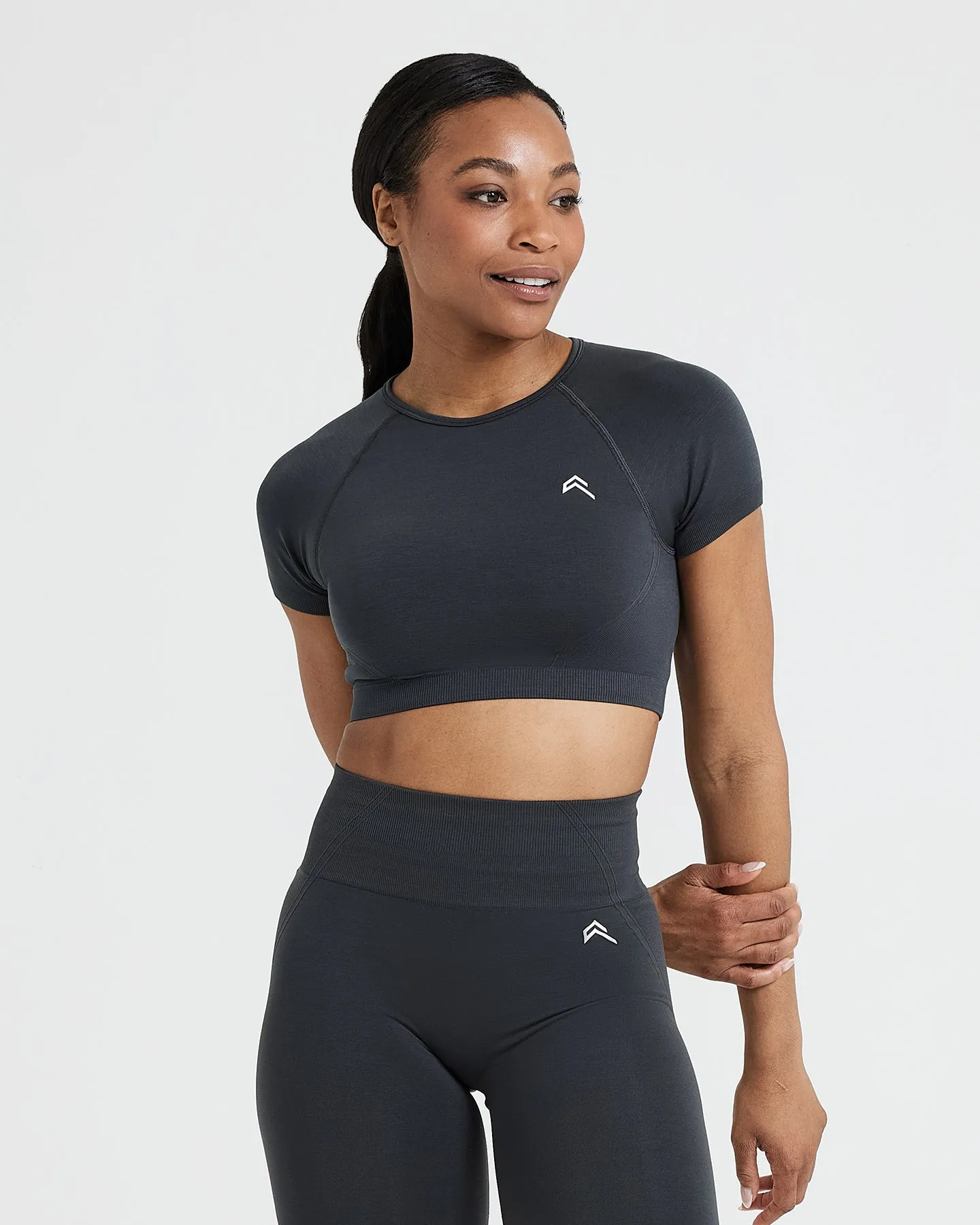 Effortless Seamless Short Sleeve Crop Top | Coal