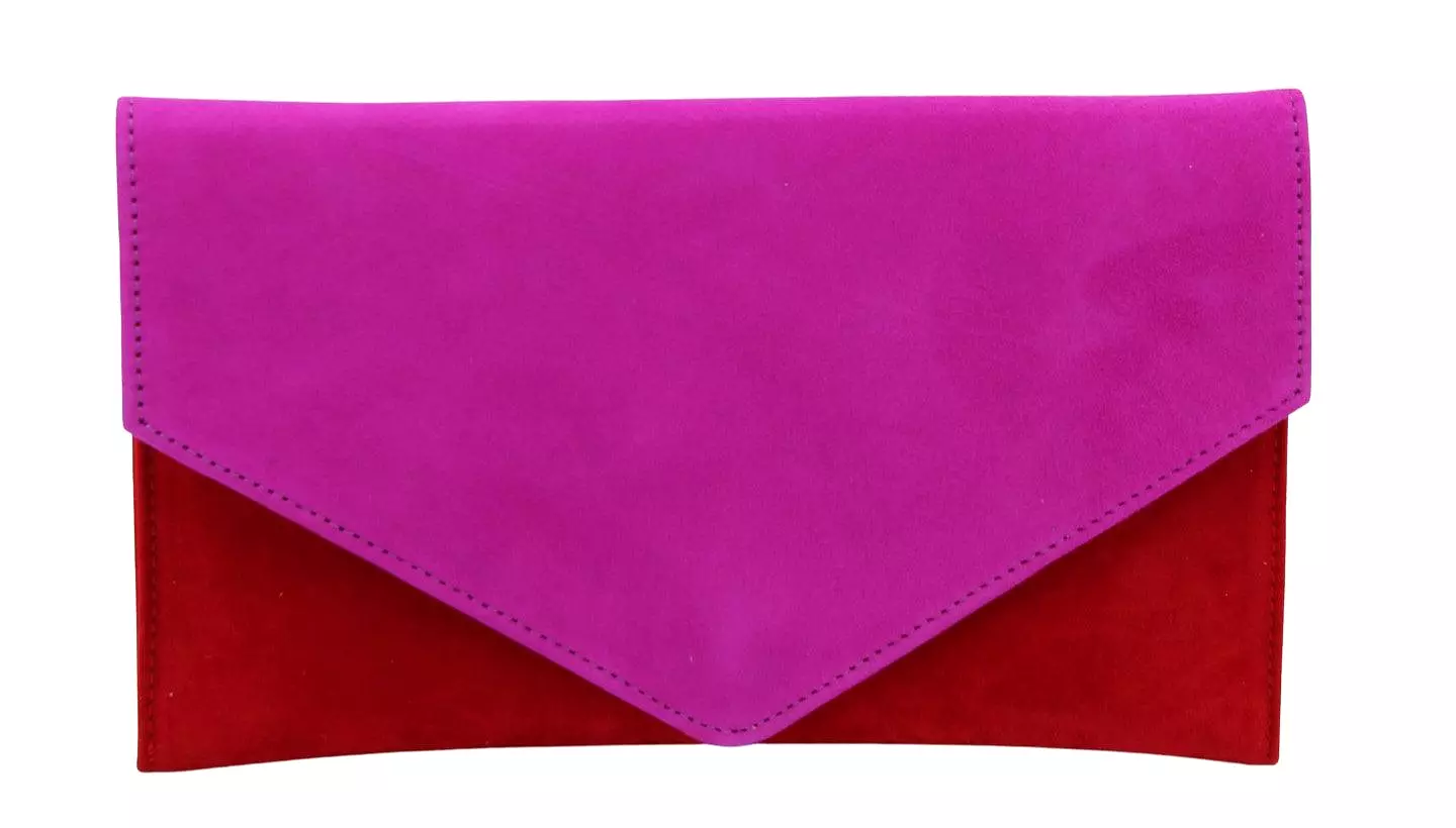 EMIS Magenta Pink  and red suede Clutch bag