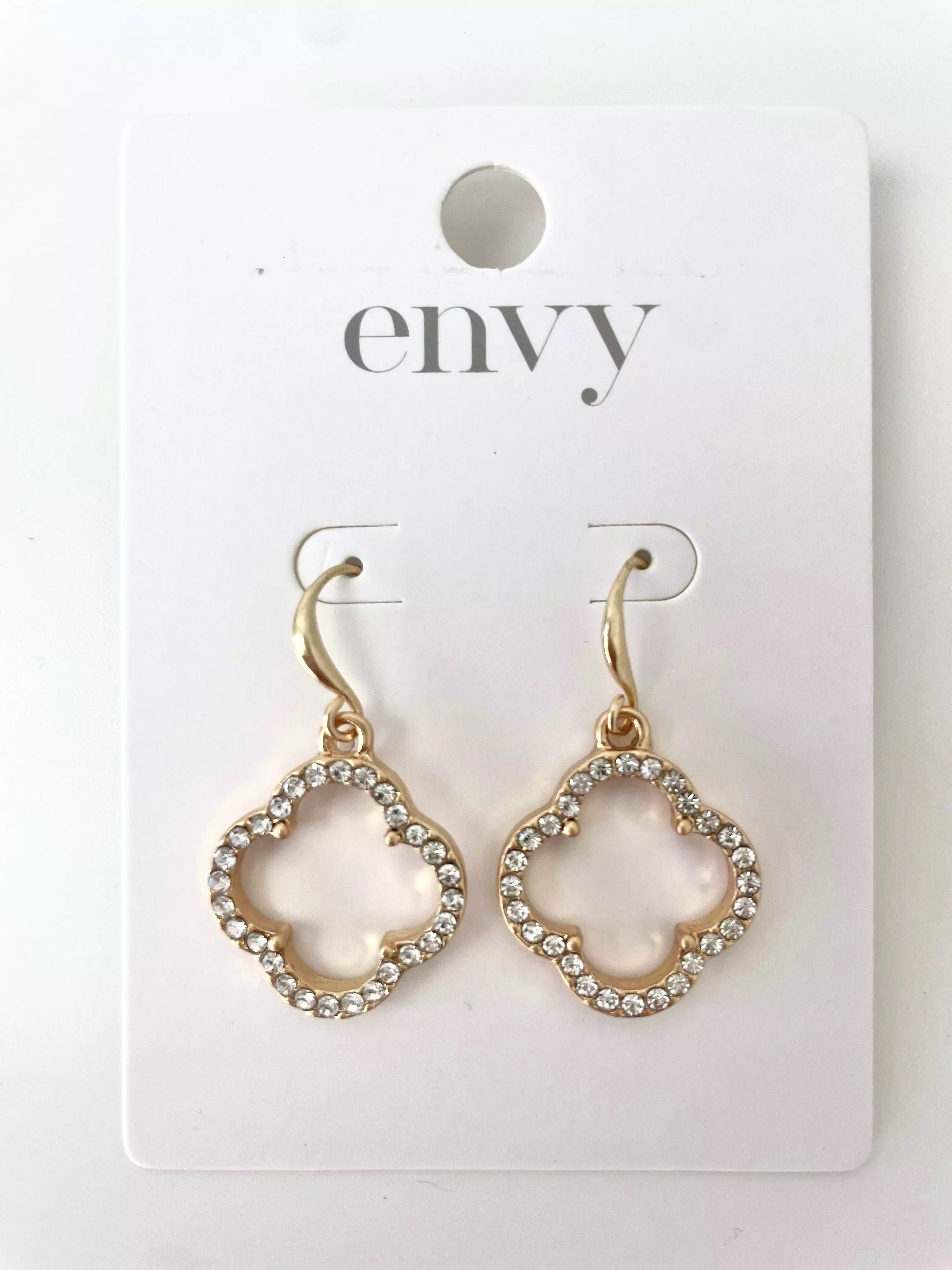 Envy Chunky Embellished Clover Drop Earrings - Gold