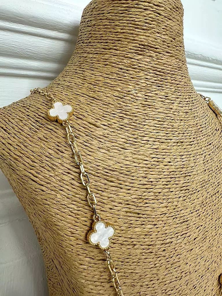 Envy Clover Chain Necklace - Gold & Ivory