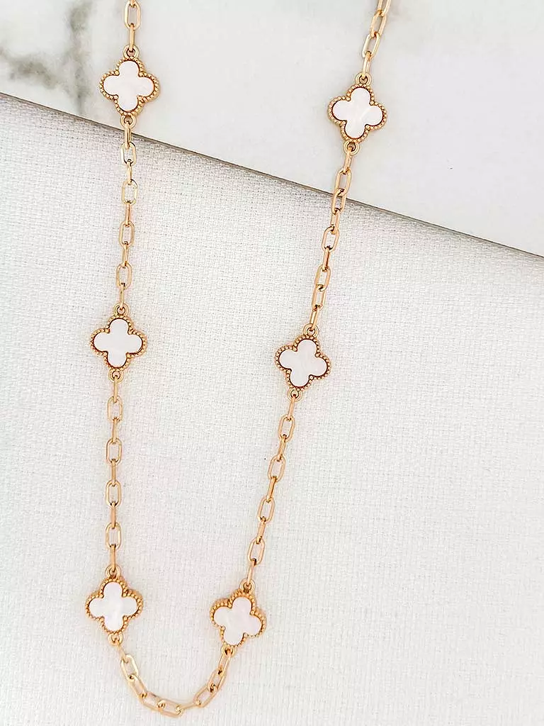 Envy Clover Chain Necklace - Gold & Ivory