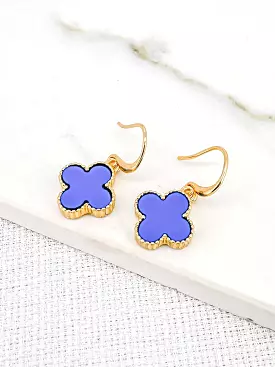 Envy Clover Drop Earrings - Gold & Blue