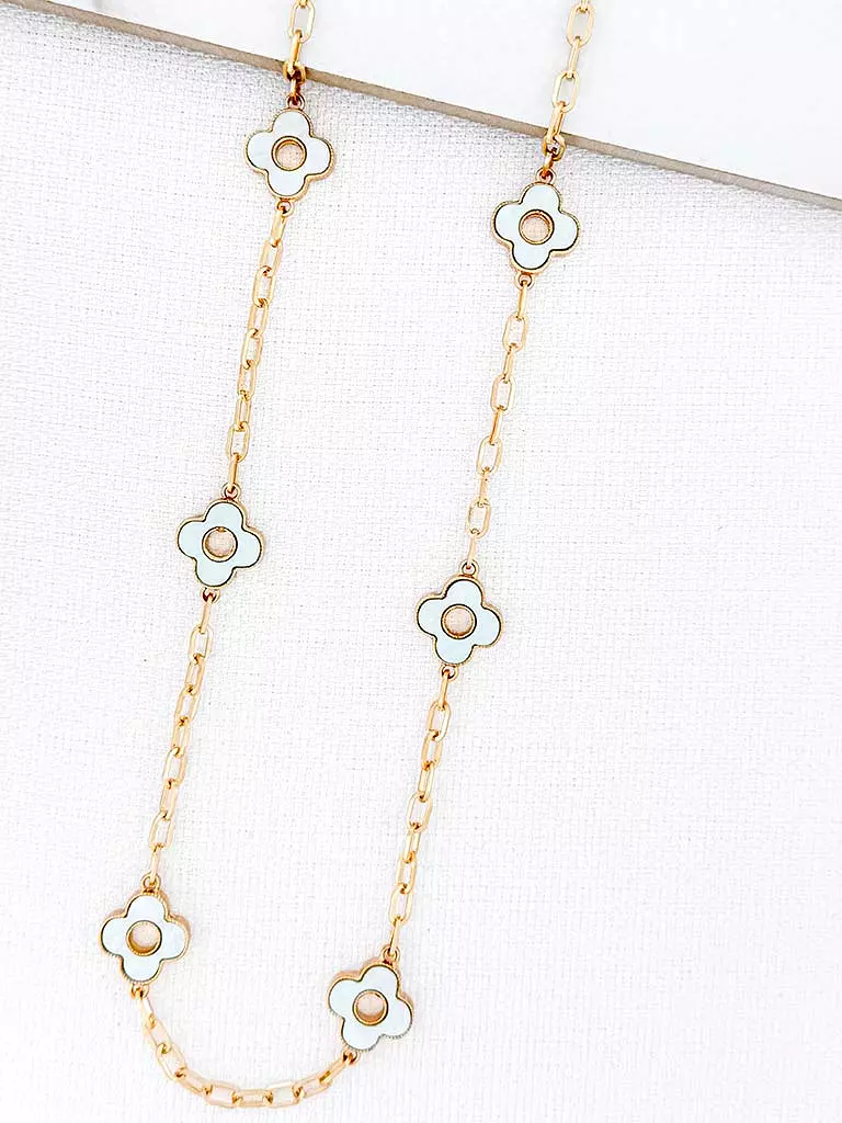 Envy Hollow Clover Necklace - Gold & Mint