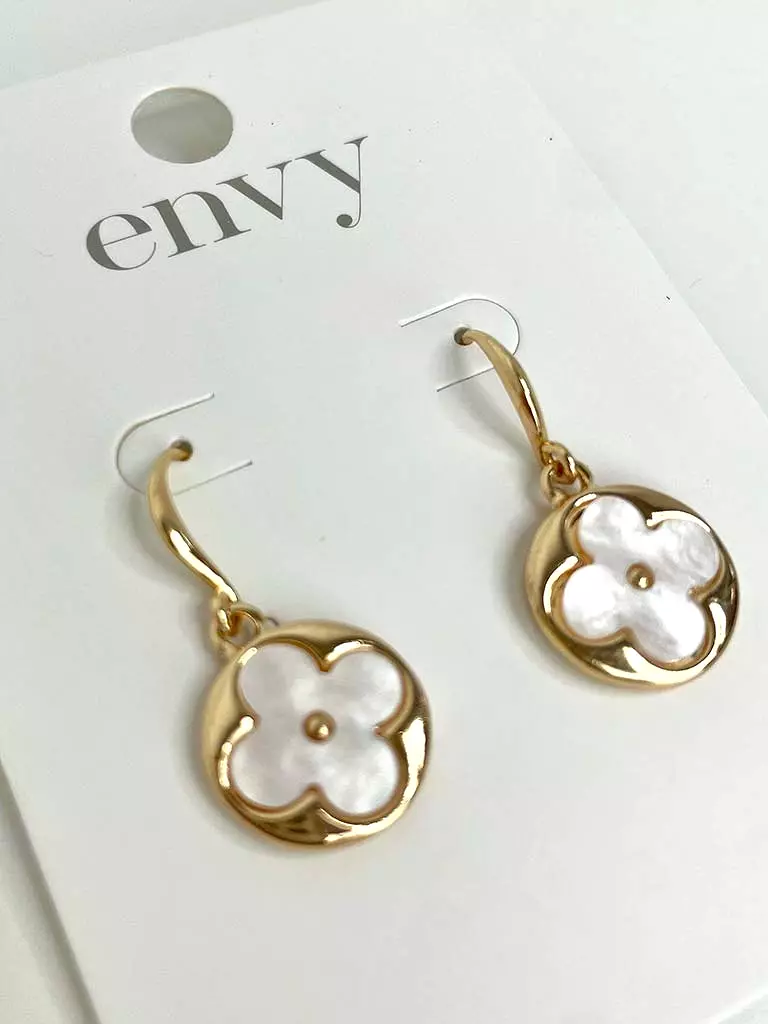 Envy Pearlised Clover Earrings - Gold