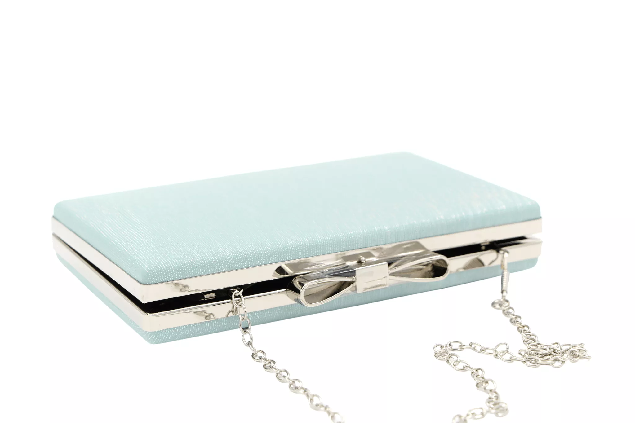 FABUCCI Aqua pale green/blue box clutch