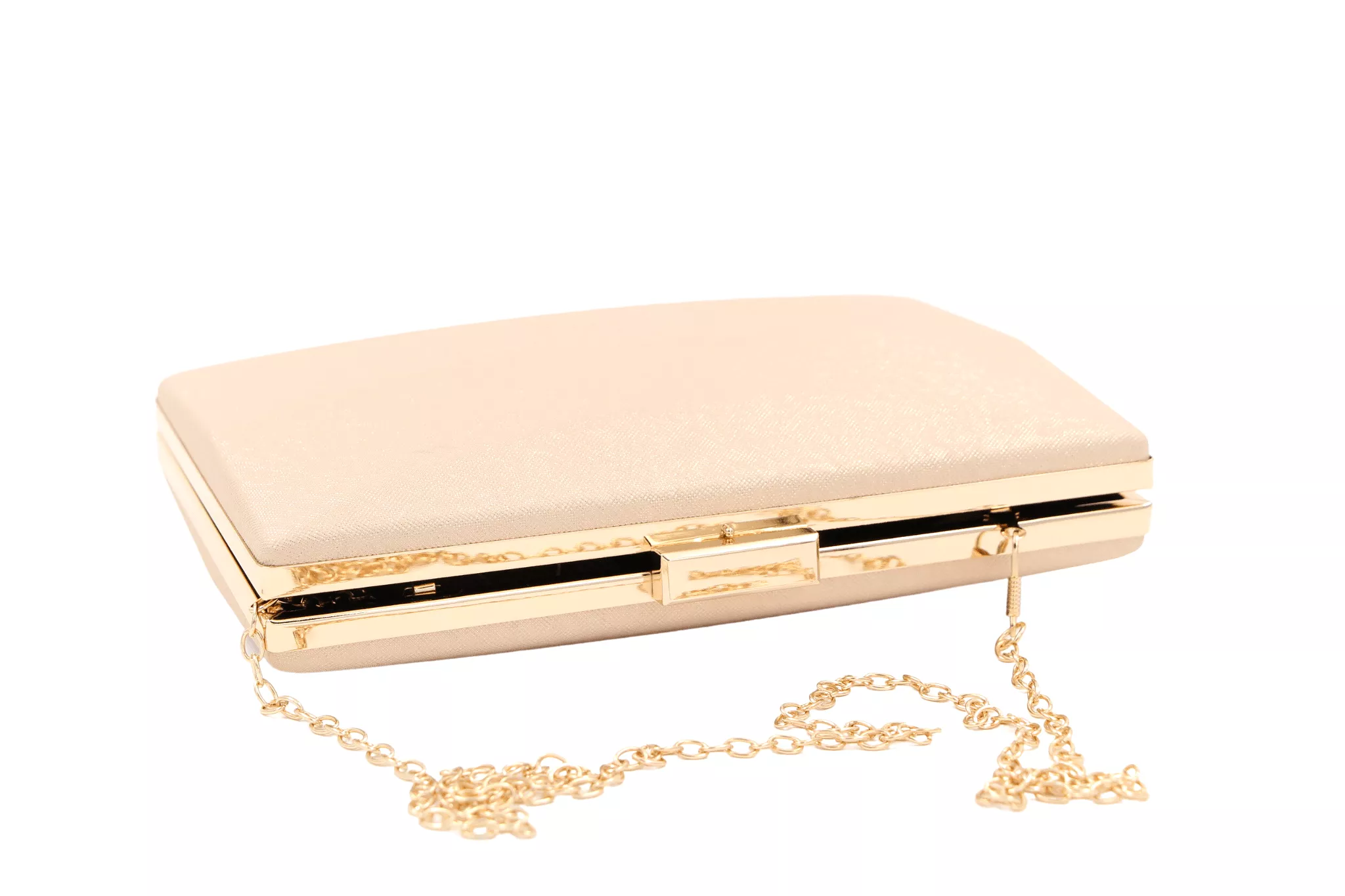 FABUCCI gold shimmer rectangle box clutch