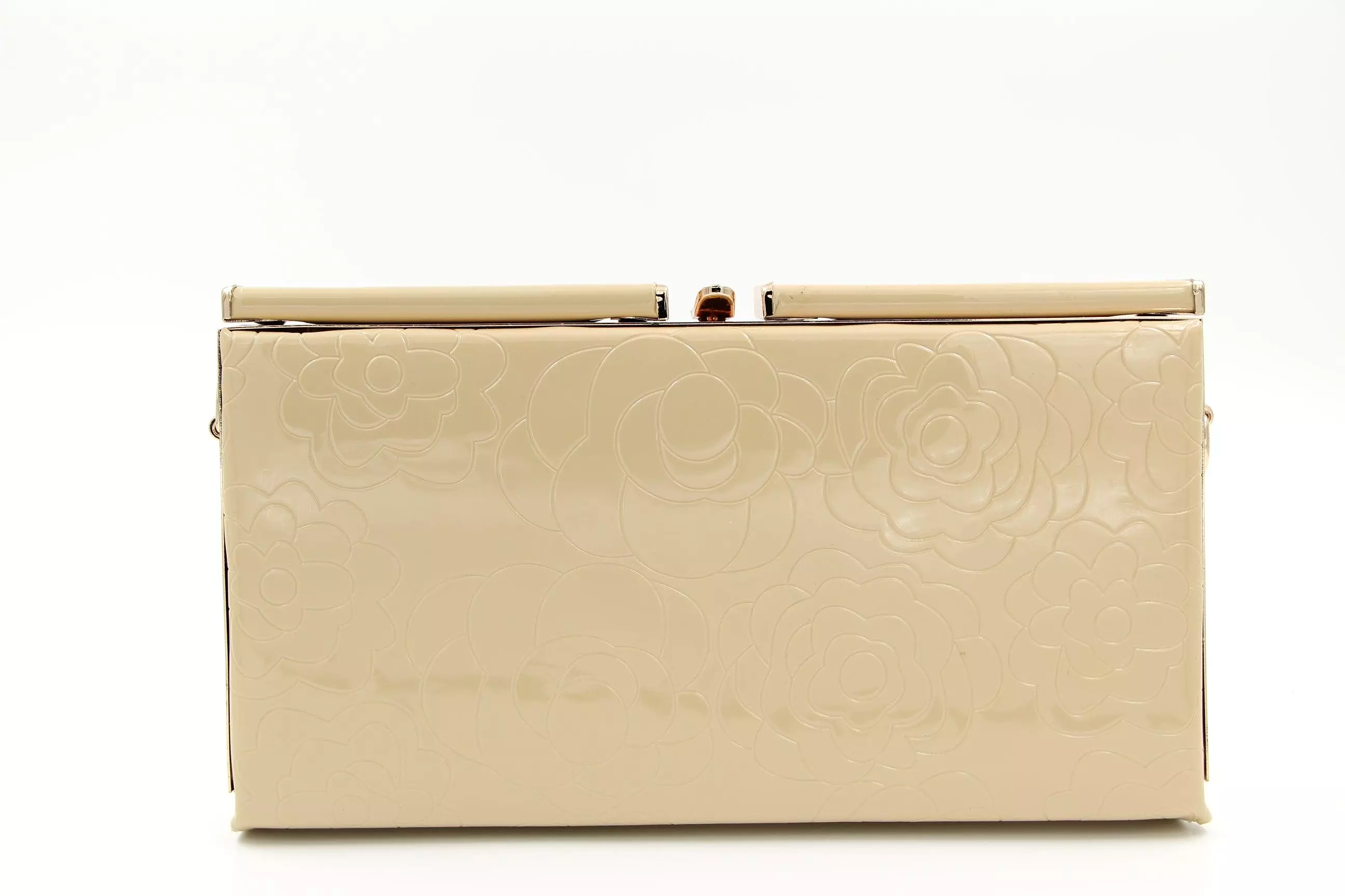 FABUCCI Large Nude Patent embossed Clutch Bag